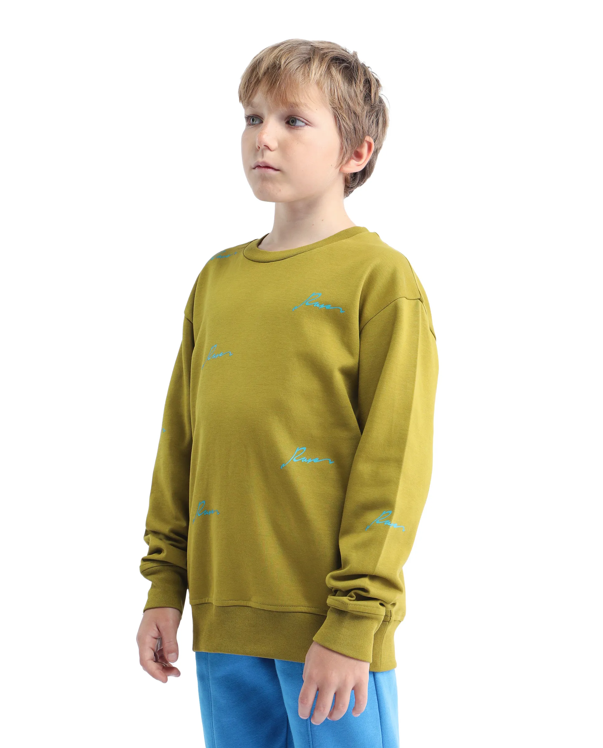 Rare Ones Kids Criz Olive Cotton Blend All Over Print Oversized Sweatshirt - Image 5