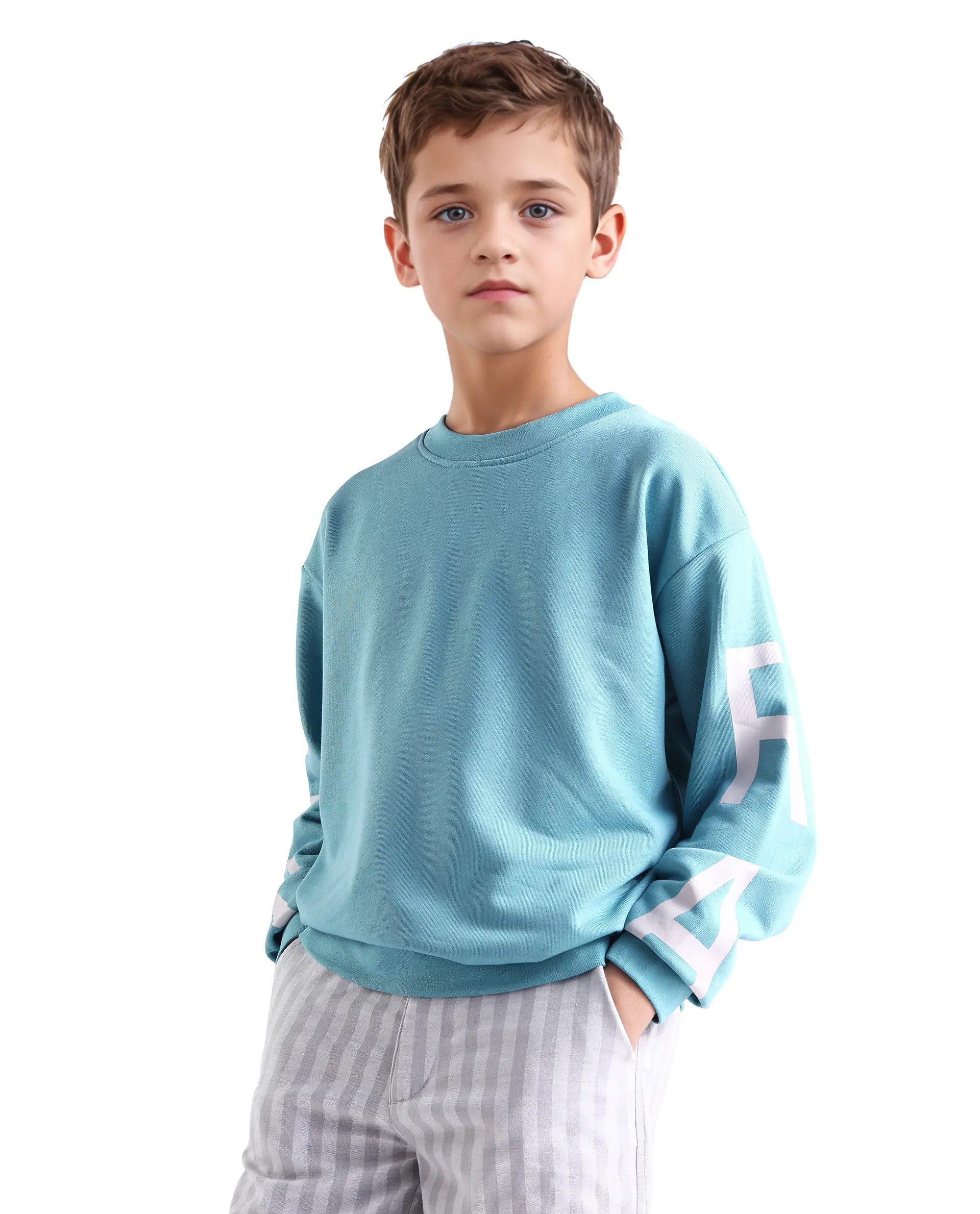 Rare Ones Kids Draw Blue Cotton Pull On Crew Neck Full Sleeves Regular Fit Sweatshirt - Image 7