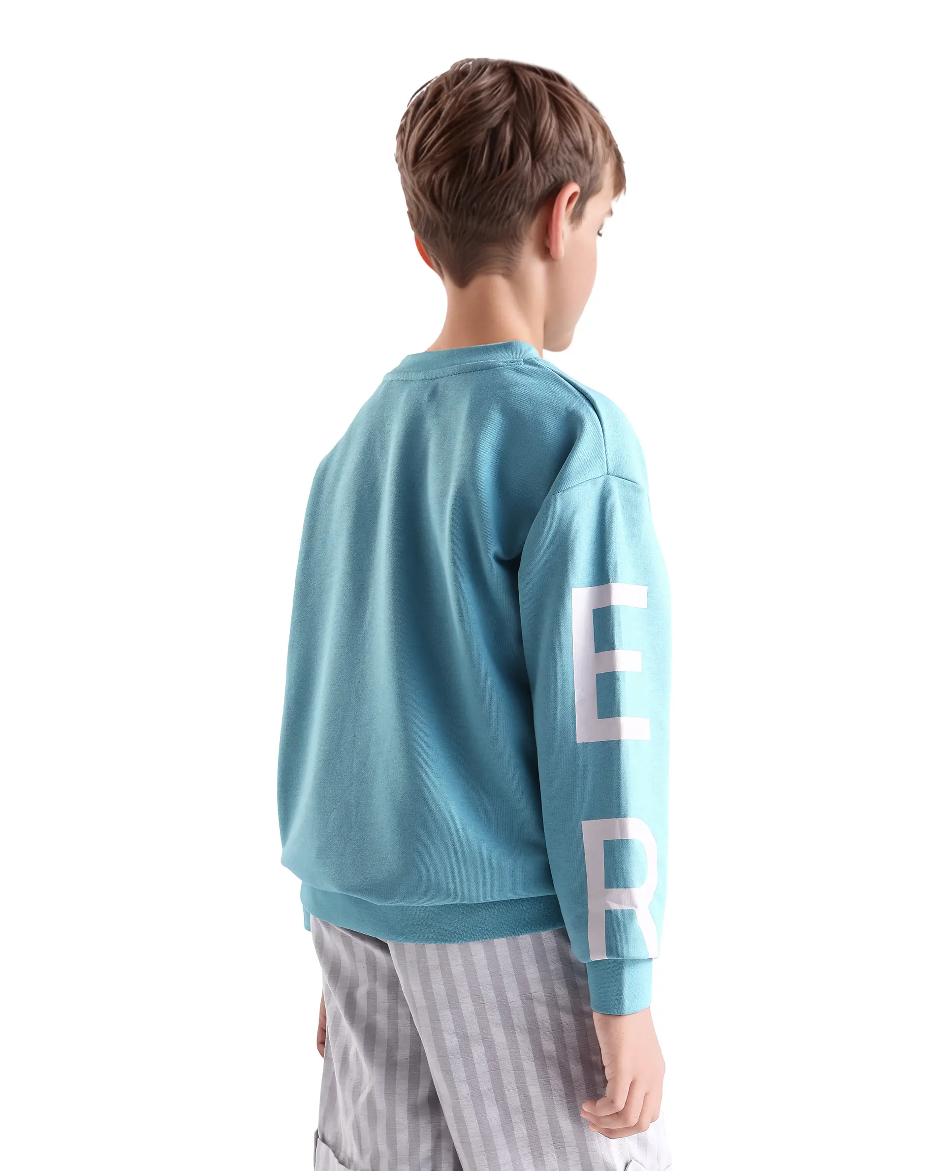 Rare Ones Kids Draw Blue Cotton Pull On Crew Neck Full Sleeves Regular Fit Sweatshirt - Image 9