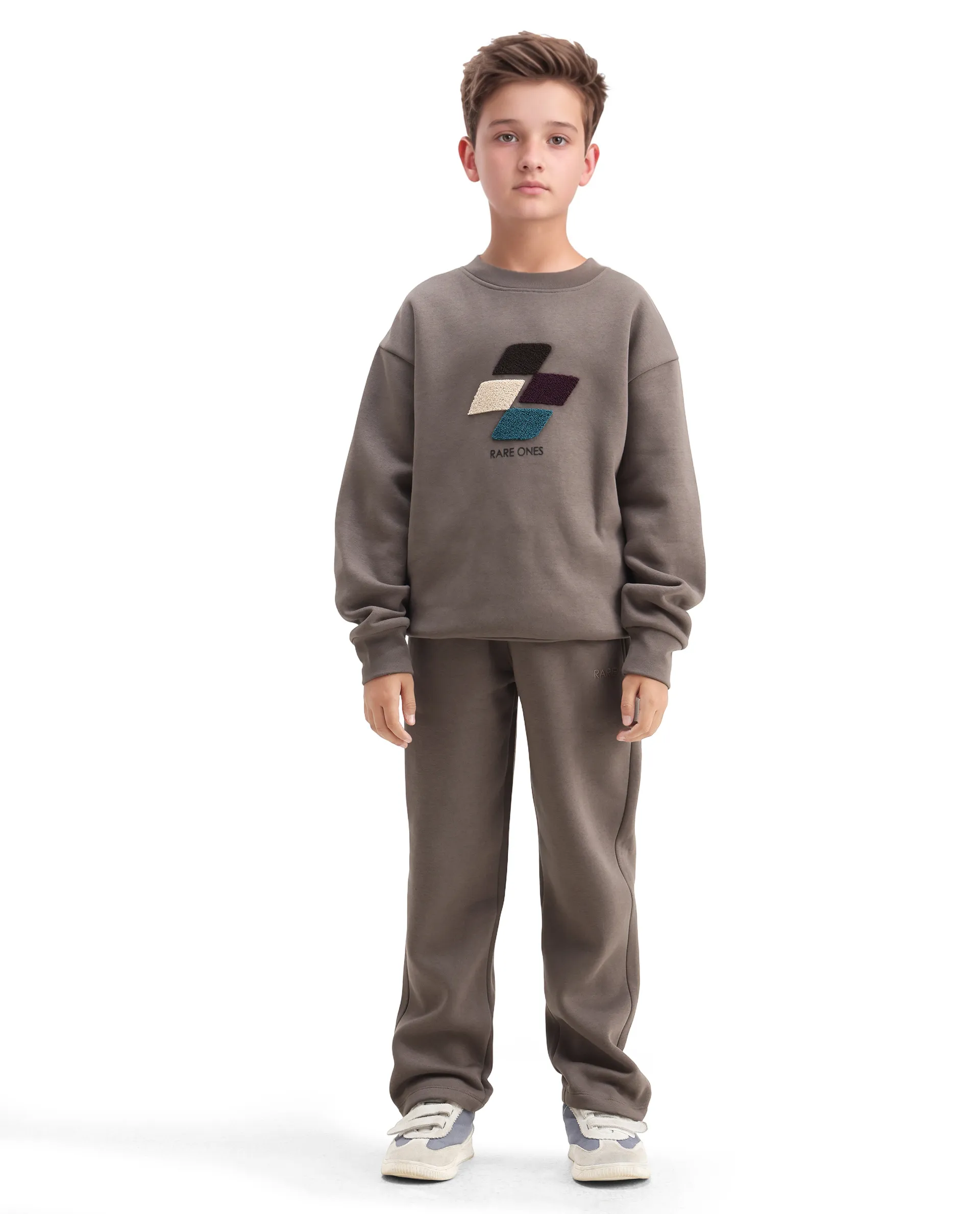 Rare Ones Kids Drew Light Grey Cotton Blend Embroidered Oversized Sweatshirt - Image 2