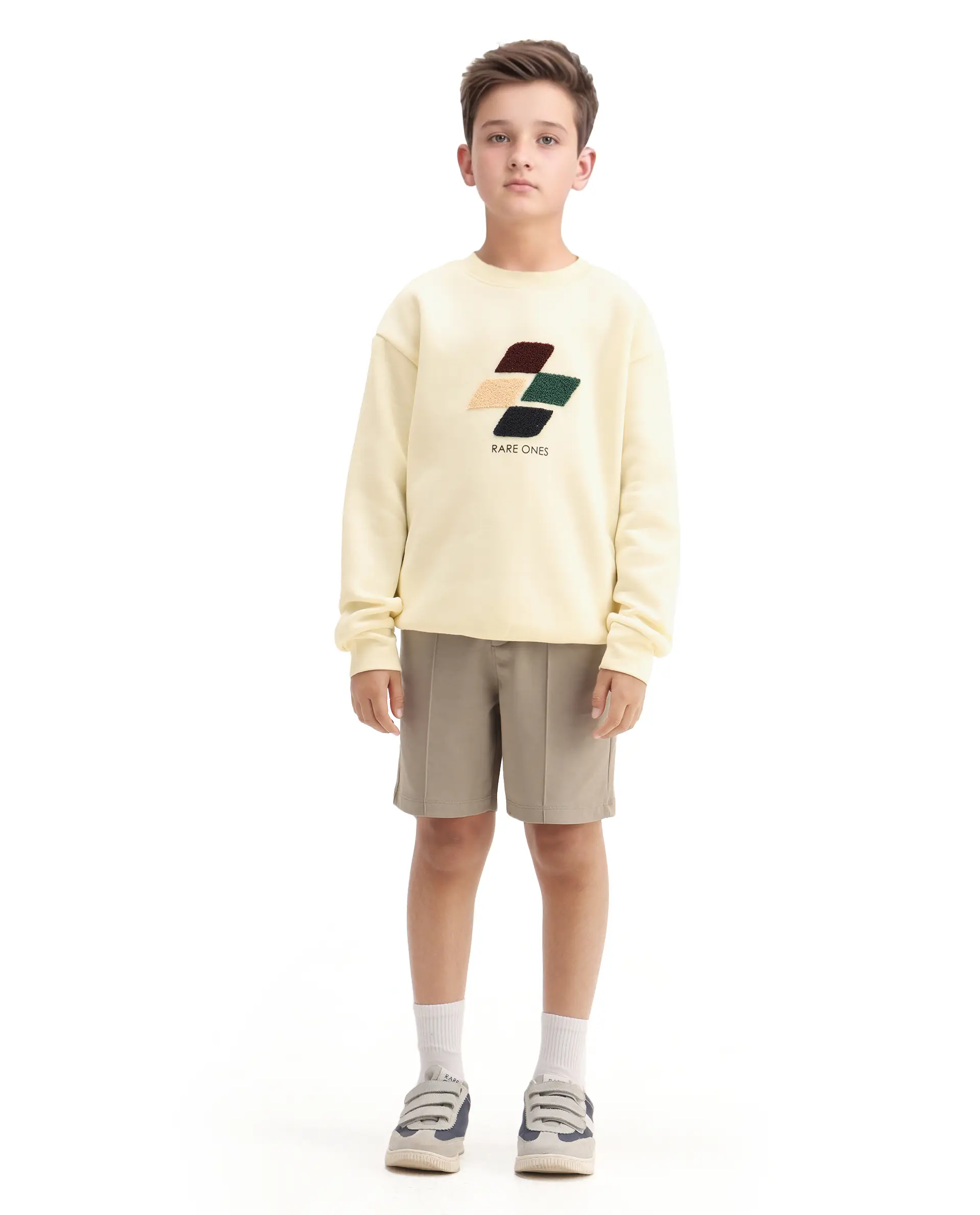 Rare Ones Kids Drew Off White Cotton Blend Embroidered Oversized Sweatshirt - Image 2