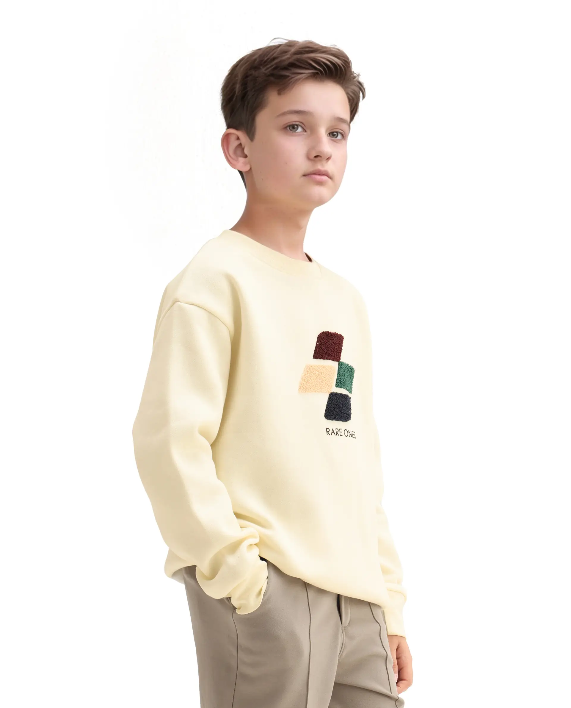 Rare Ones Kids Drew Off White Cotton Blend Embroidered Oversized Sweatshirt - Image 5