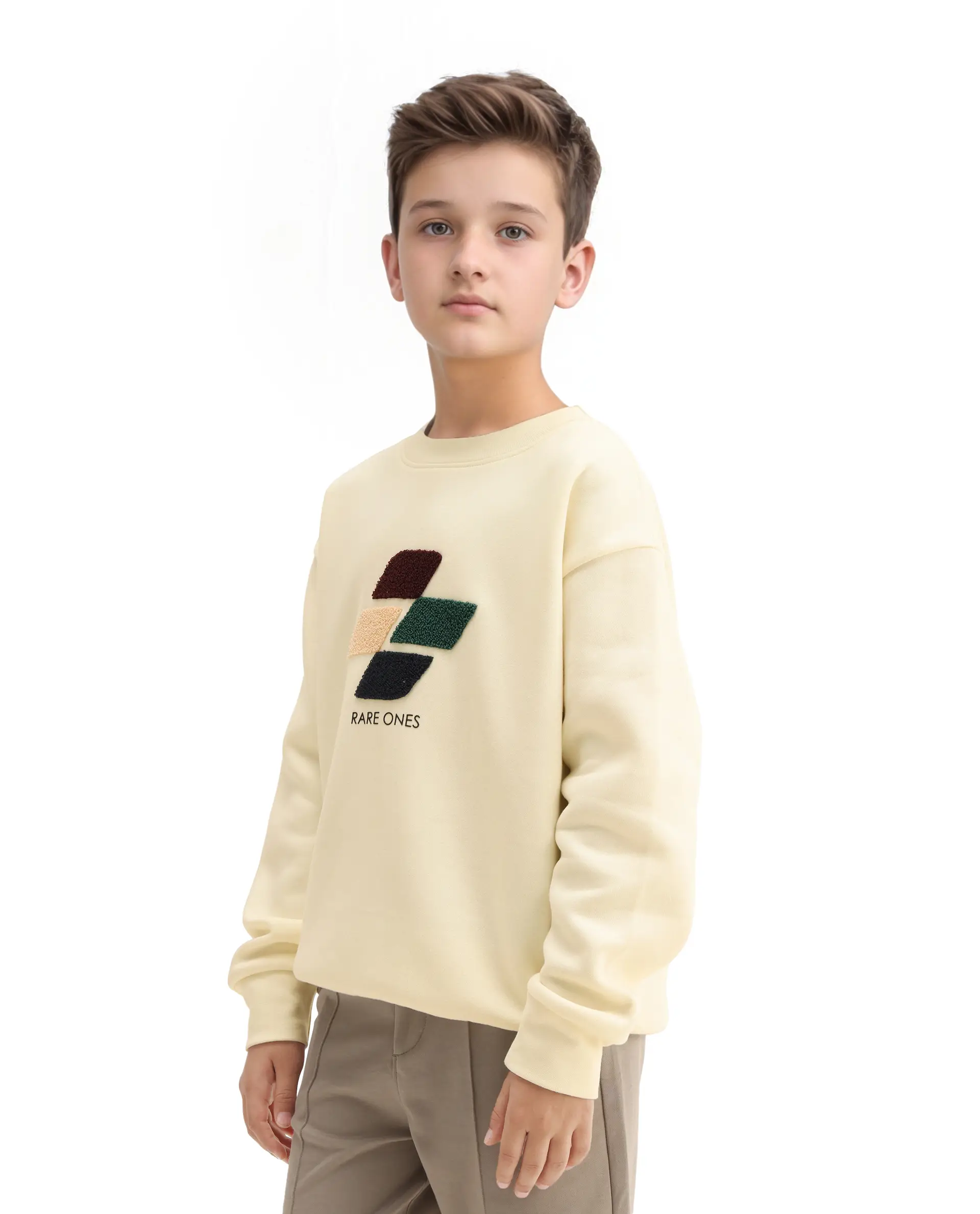 Rare Ones Kids Drew Off White Cotton Blend Embroidered Oversized Sweatshirt - Image 6