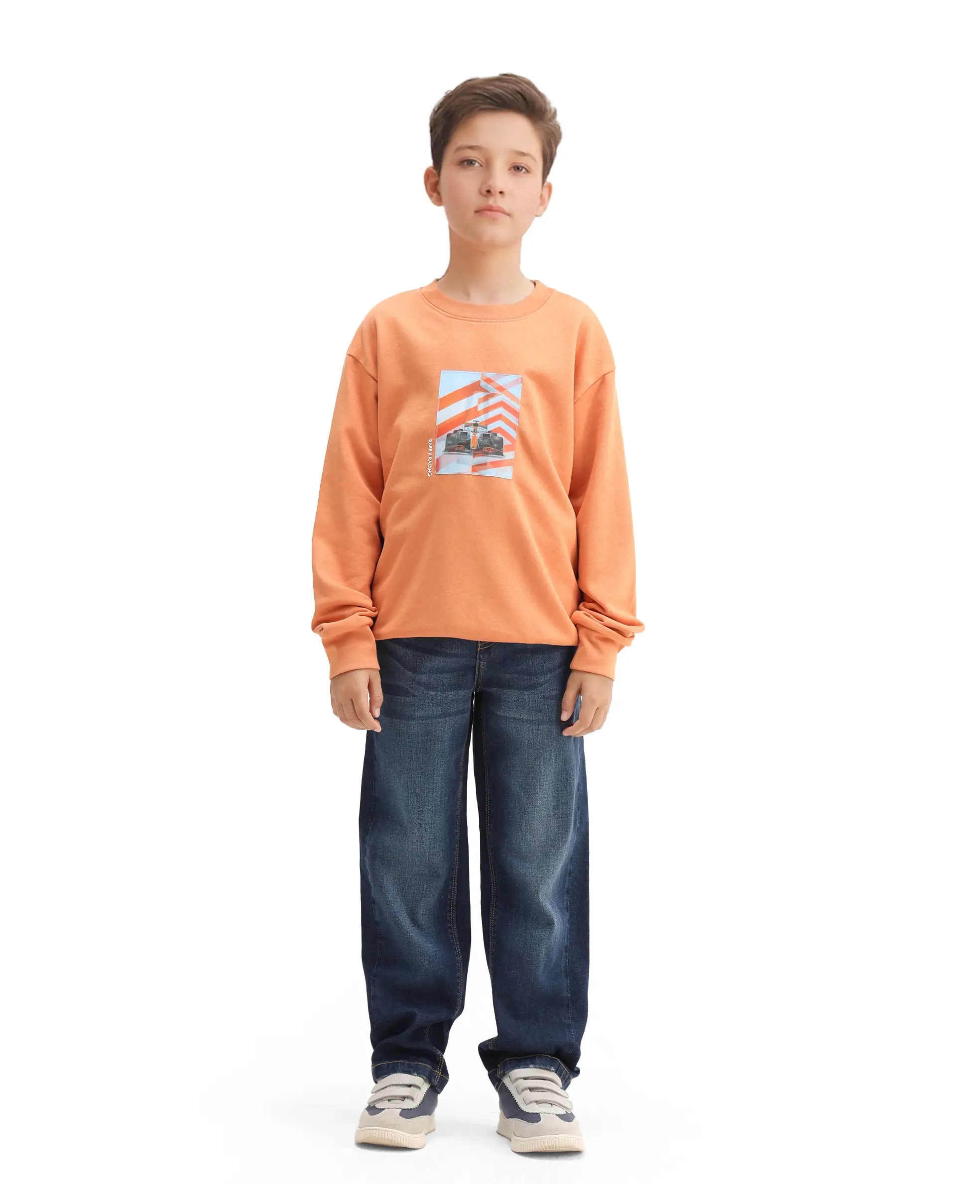 Rare Ones Kids Dune Orange Cotton Blend Sticker Print Oversized Sweatshirt - Image 2