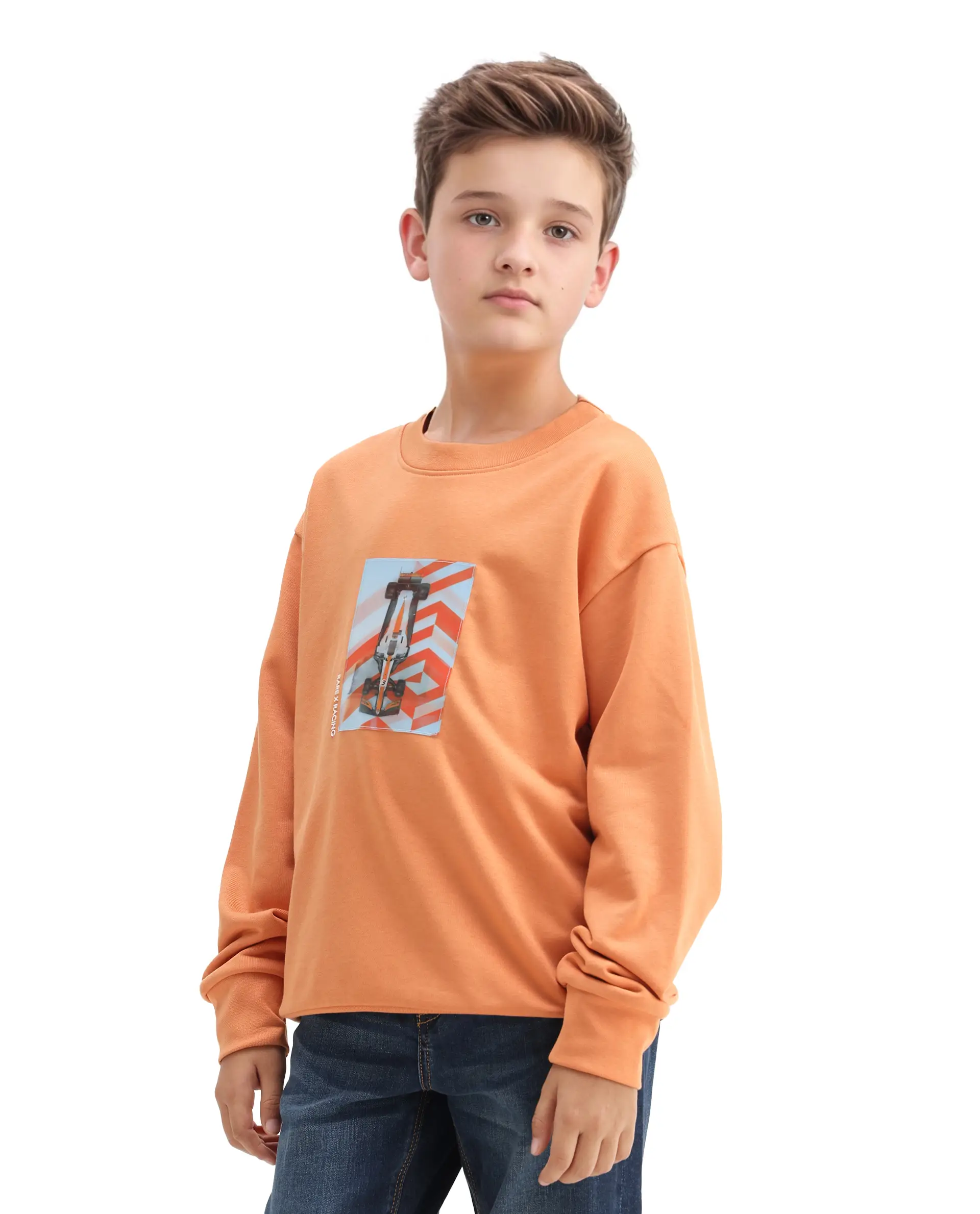 Rare Ones Kids Dune Orange Cotton Blend Sticker Print Oversized Sweatshirt - Image 3