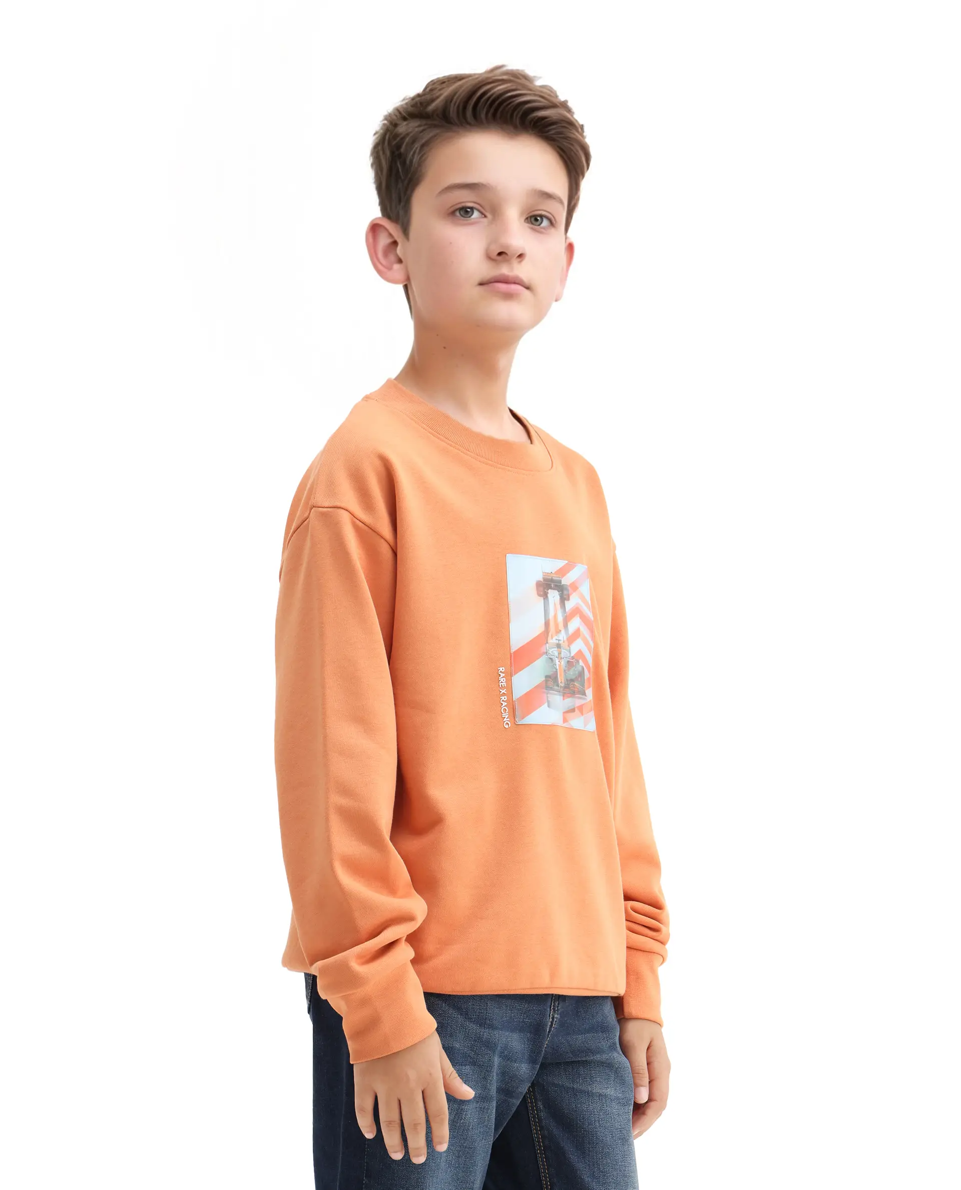 Rare Ones Kids Dune Orange Cotton Blend Sticker Print Oversized Sweatshirt - Image 7