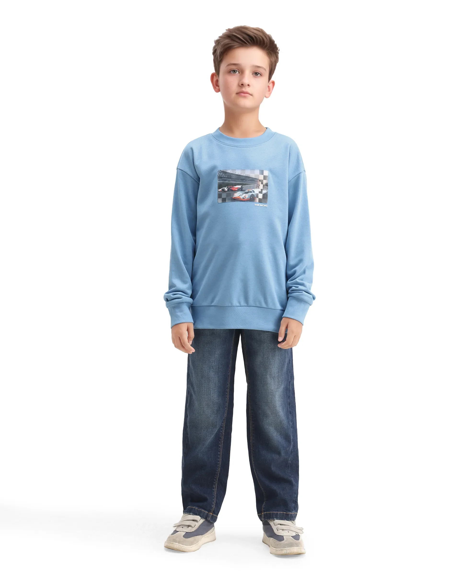 Rare Ones Kids Dune Pastel Blue Cotton Blend Sticker Print Oversized Sweatshirt - Image 2