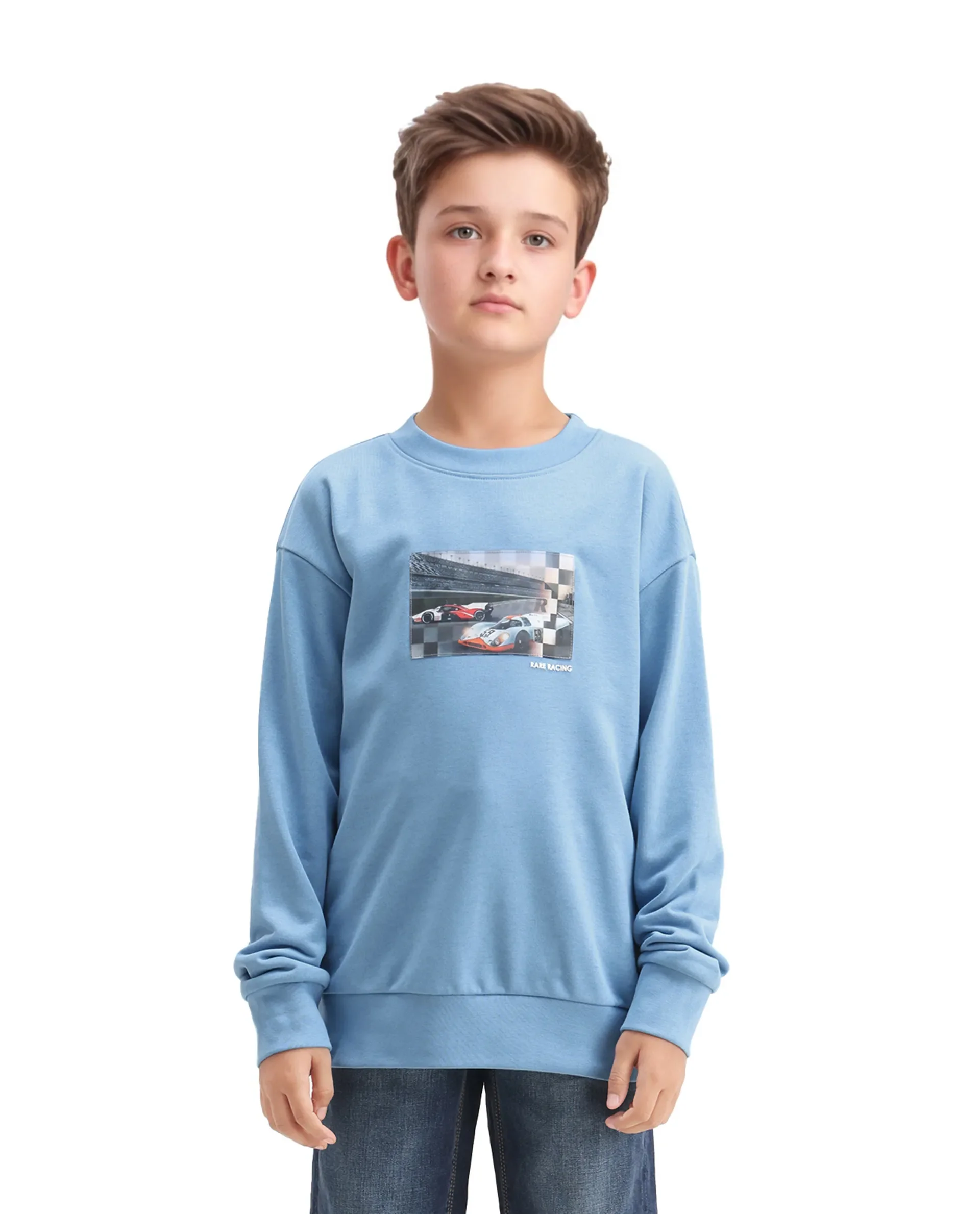 Rare Ones Kids Dune Pastel Blue Cotton Blend Sticker Print Oversized Sweatshirt - Image 3