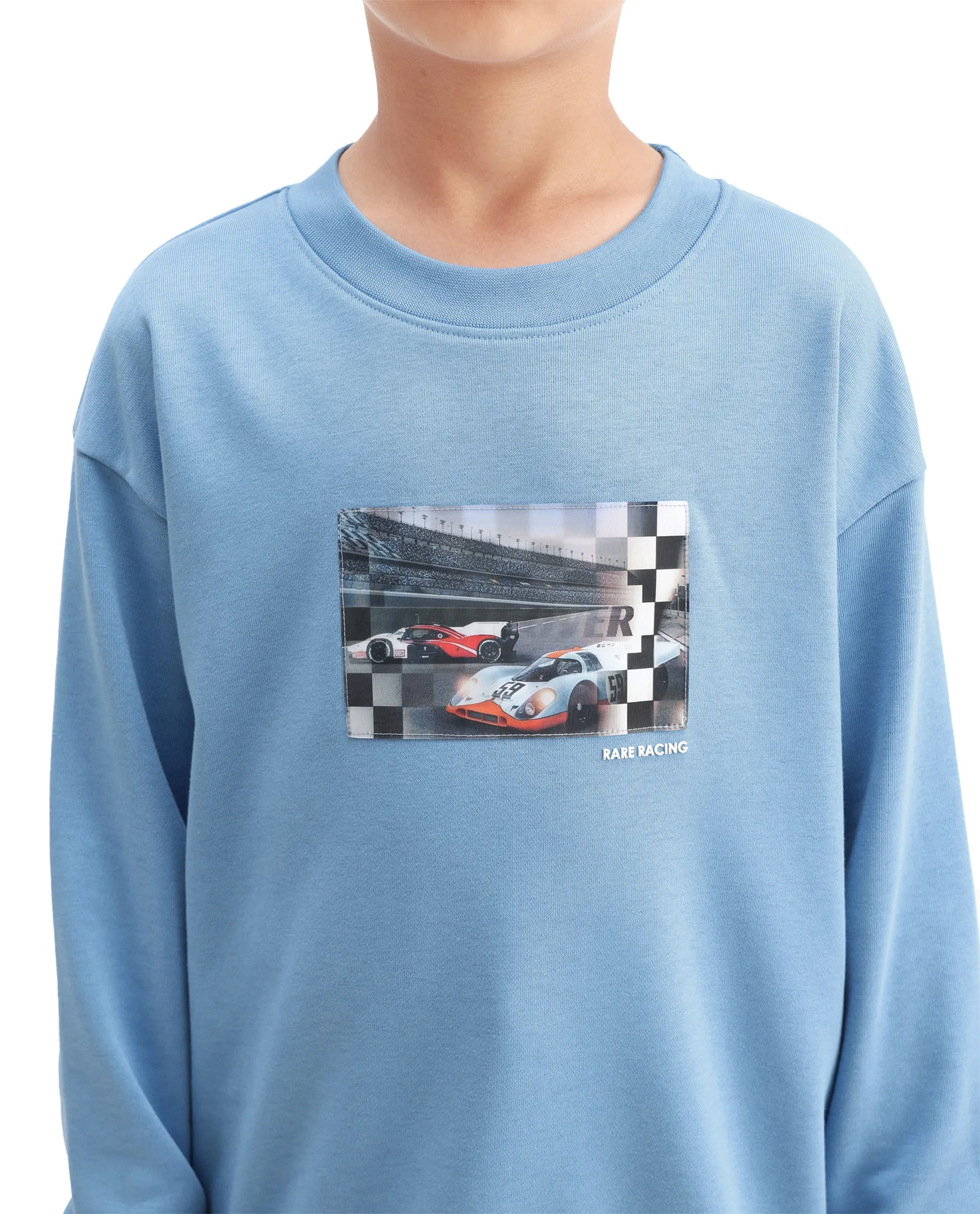 Rare Ones Kids Dune Pastel Blue Cotton Blend Sticker Print Oversized Sweatshirt - Image 4