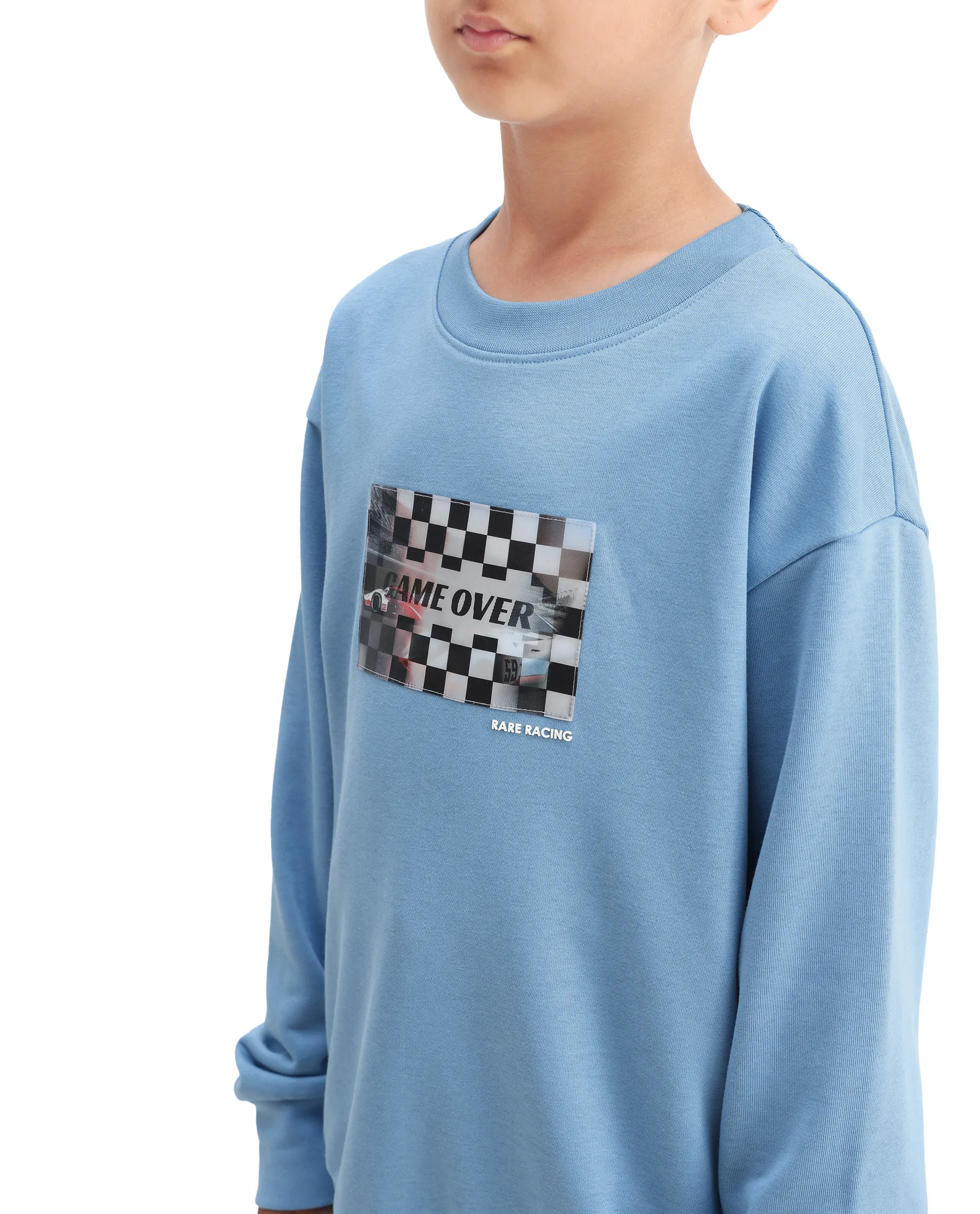 Rare Ones Kids Dune Pastel Blue Cotton Blend Sticker Print Oversized Sweatshirt - Image 5