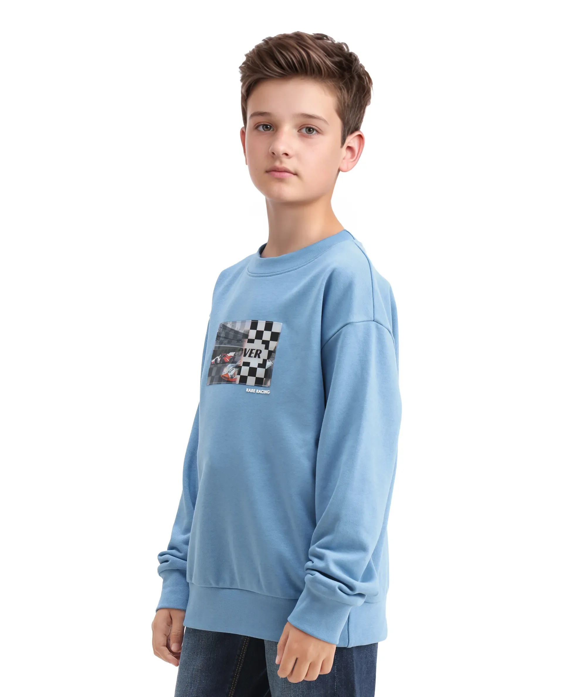 Rare Ones Kids Dune Pastel Blue Cotton Blend Sticker Print Oversized Sweatshirt - Image 6