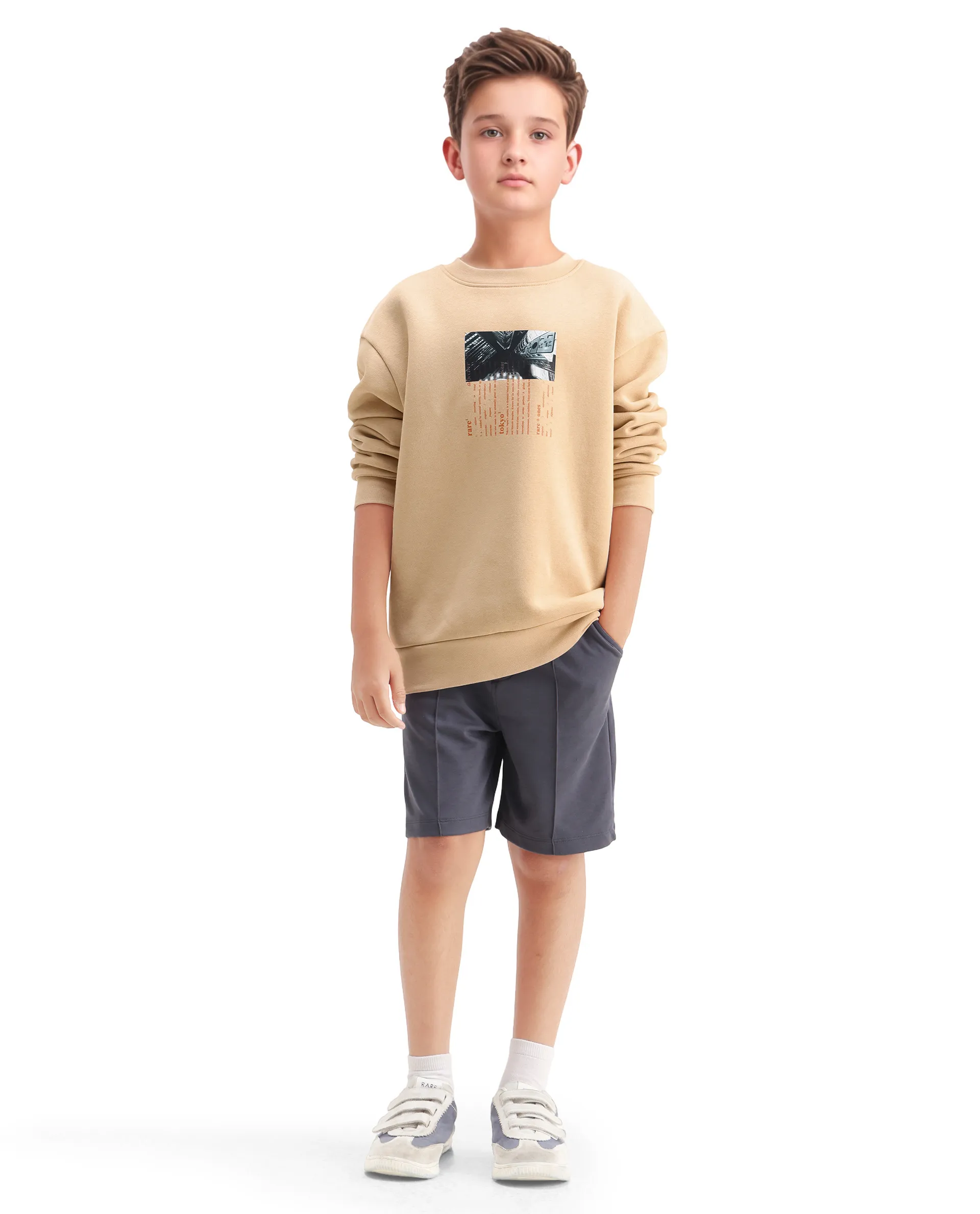 Rare Ones Kids Elio Beige Cotton Blend Digital Print Oversized Sweatshirt - Image 2