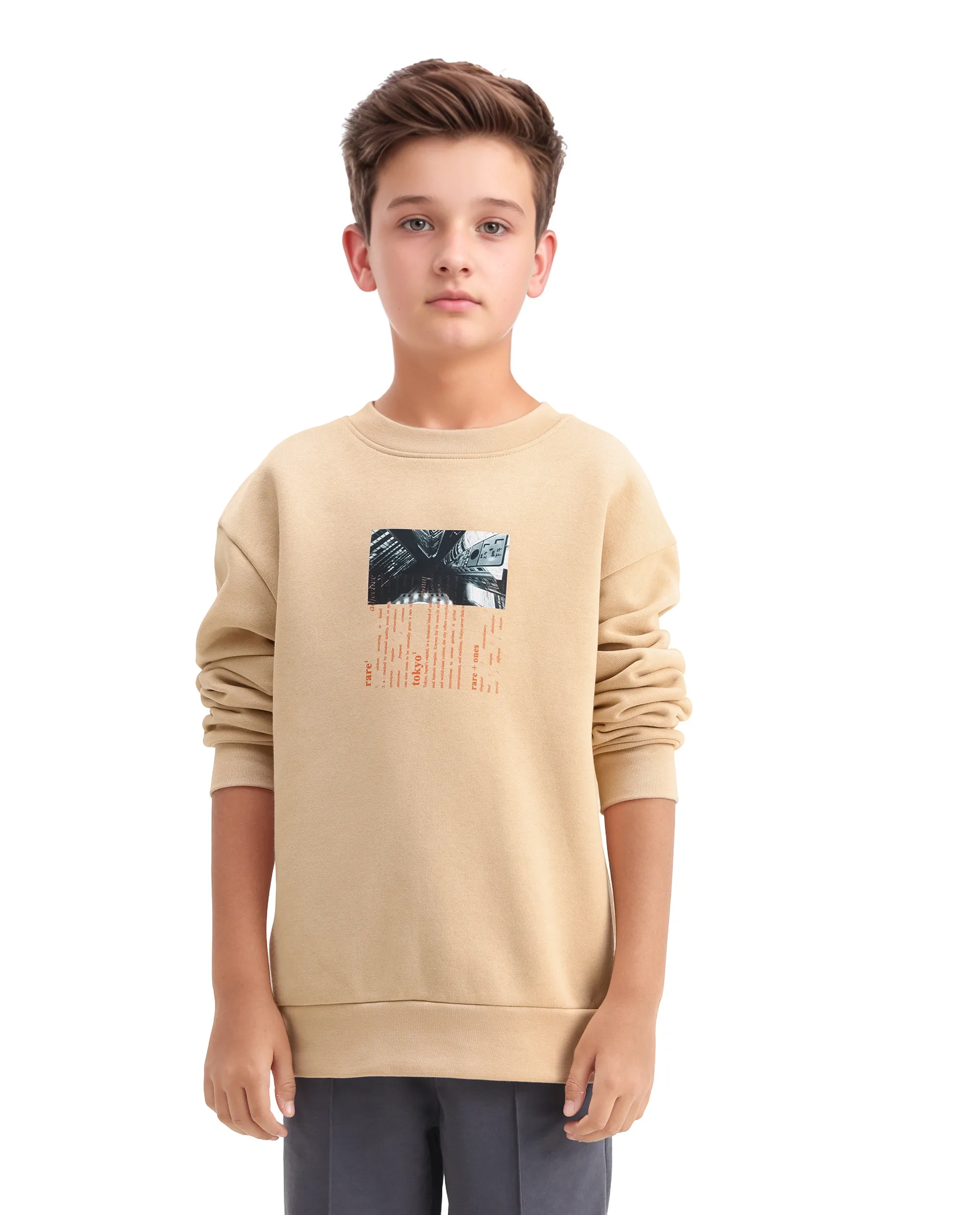 Rare Ones Kids Elio Beige Cotton Blend Digital Print Oversized Sweatshirt - Image 3