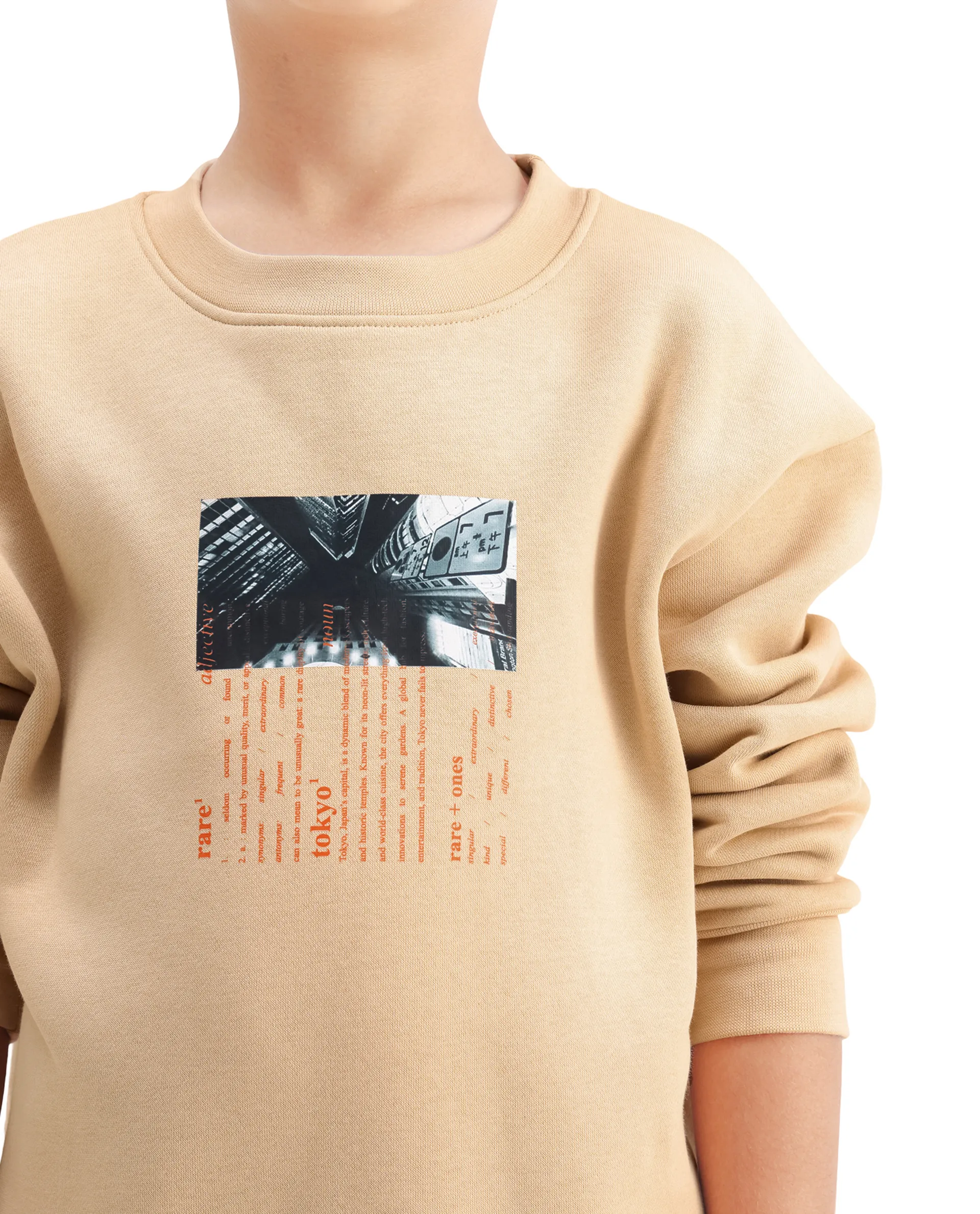 Rare Ones Kids Elio Beige Cotton Blend Digital Print Oversized Sweatshirt - Image 4