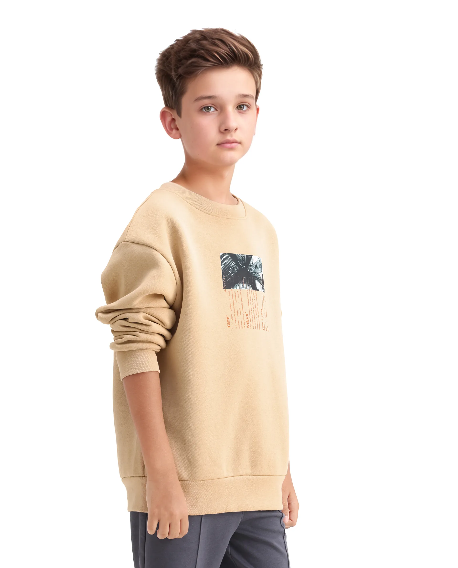Rare Ones Kids Elio Beige Cotton Blend Digital Print Oversized Sweatshirt - Image 5