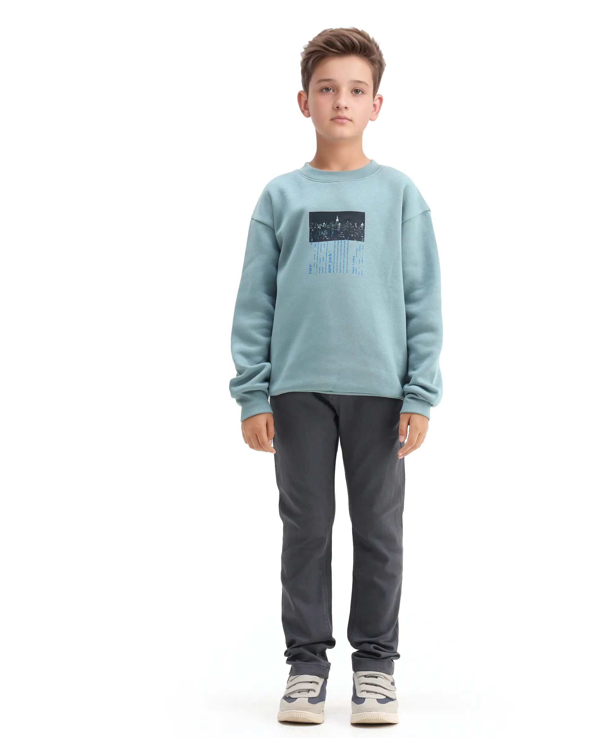 Rare Ones Kids Elio Light Blue Cotton Blend Digital Print Oversized Sweatshirt - Image 2