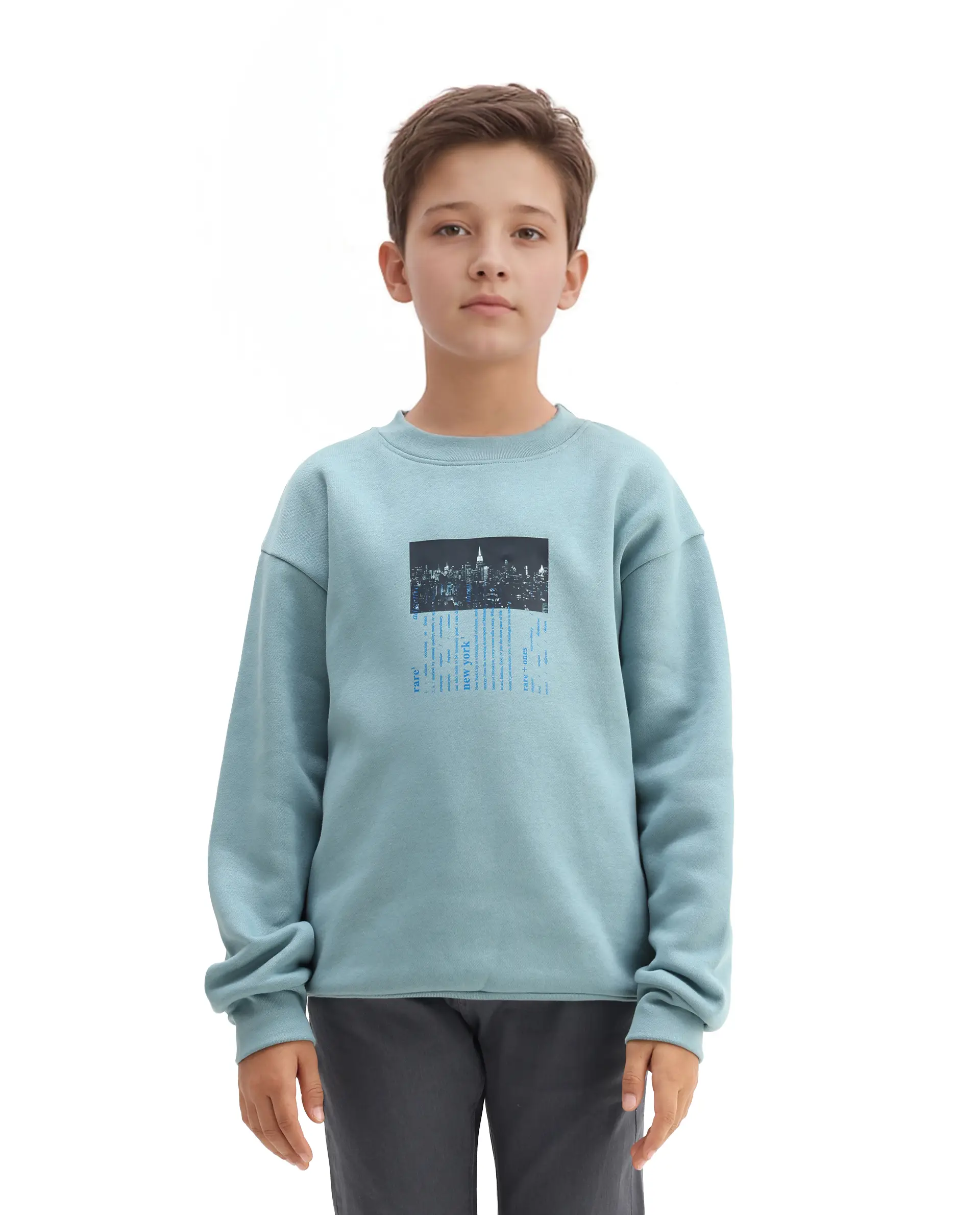 Rare Ones Kids Elio Light Blue Cotton Blend Digital Print Oversized Sweatshirt - Image 3