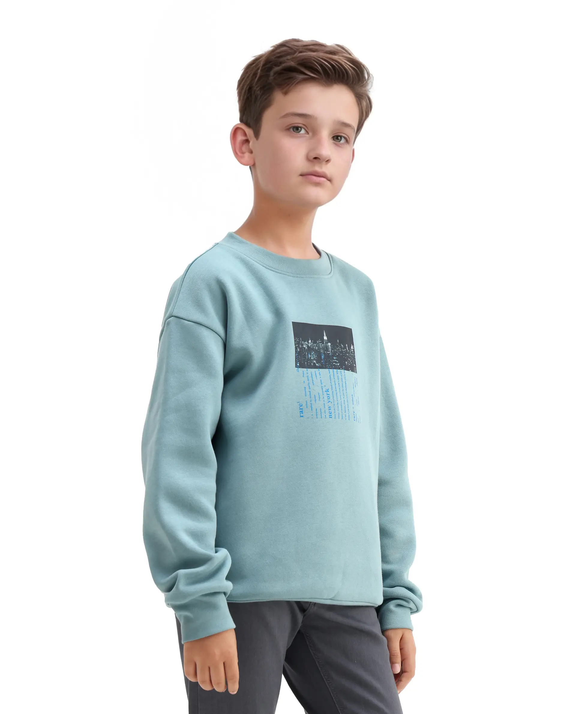 Rare Ones Kids Elio Light Blue Cotton Blend Digital Print Oversized Sweatshirt - Image 5