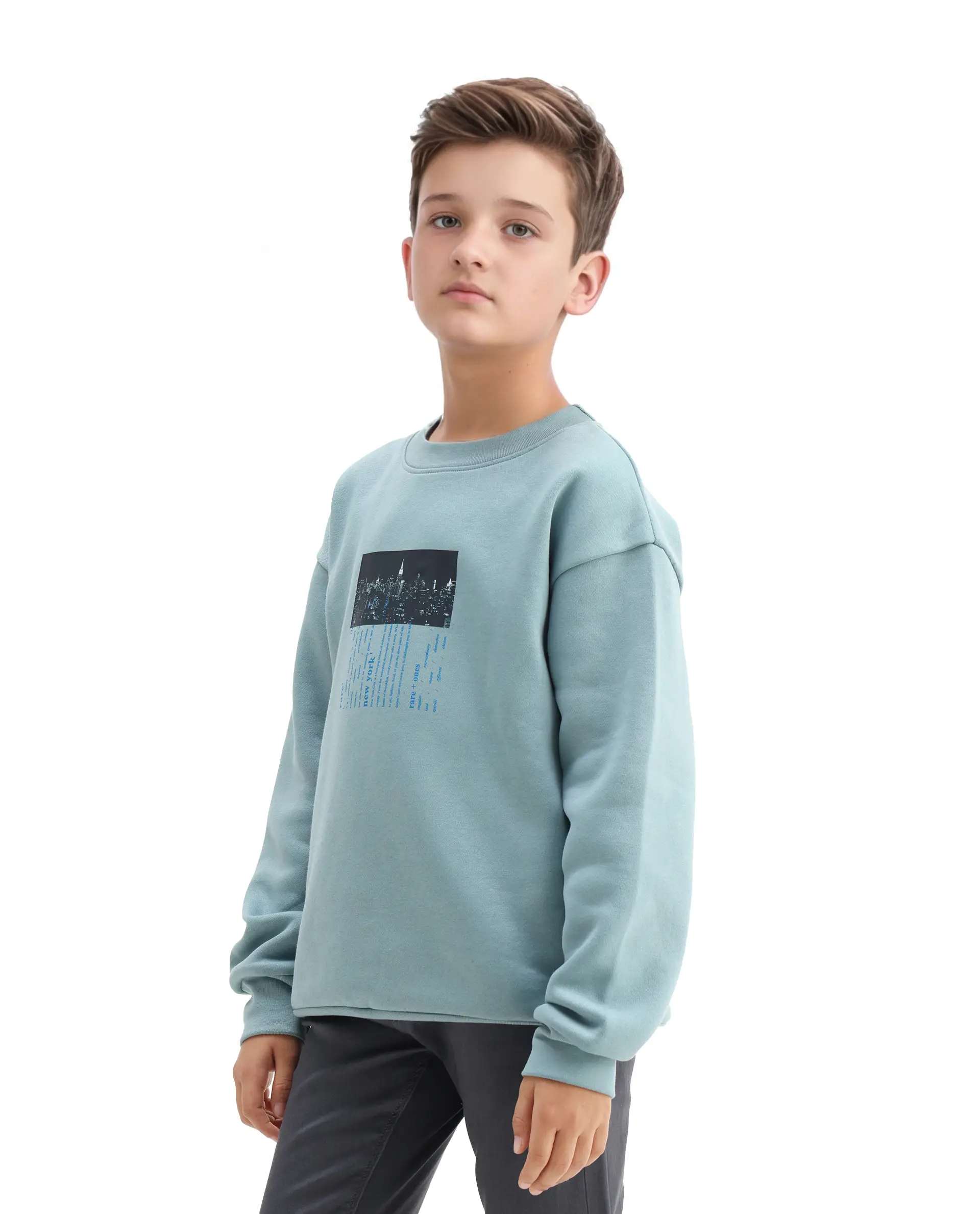 Rare Ones Kids Elio Light Blue Cotton Blend Digital Print Oversized Sweatshirt - Image 6