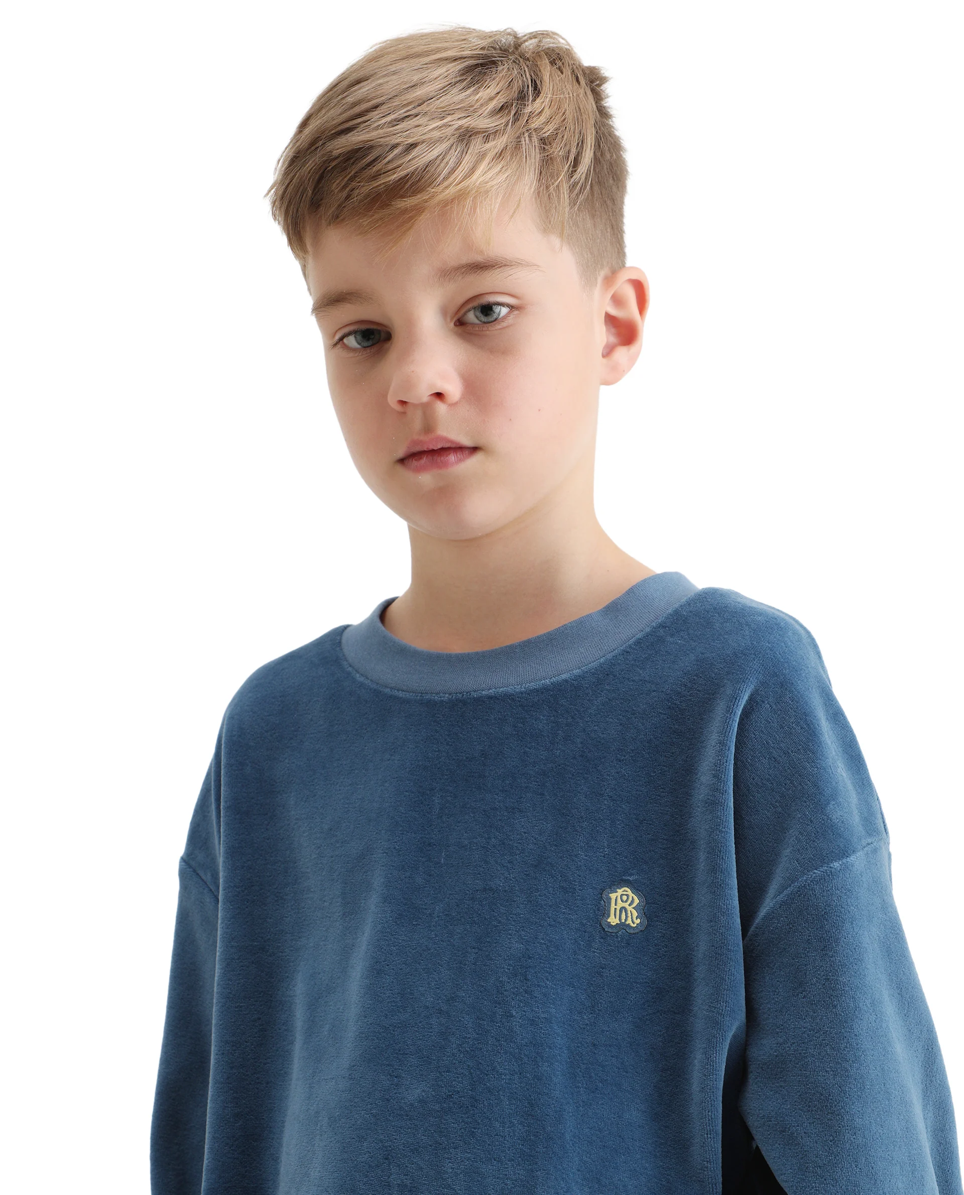 Rare Ones Kids Ellis Dusky Blue Cotton Pull On Crew Neck Full Sleeves Boxy Fit Sweatshirt - Image 4