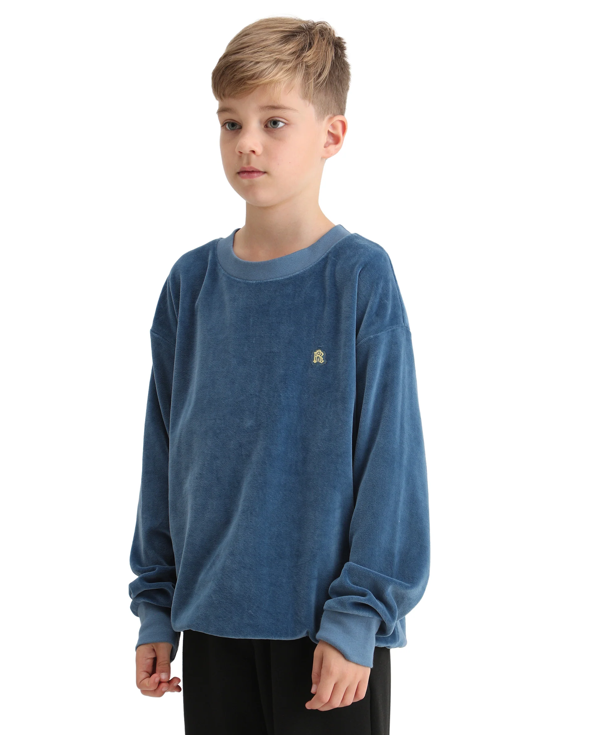 Rare Ones Kids Ellis Dusky Blue Cotton Pull On Crew Neck Full Sleeves Boxy Fit Sweatshirt - Image 5