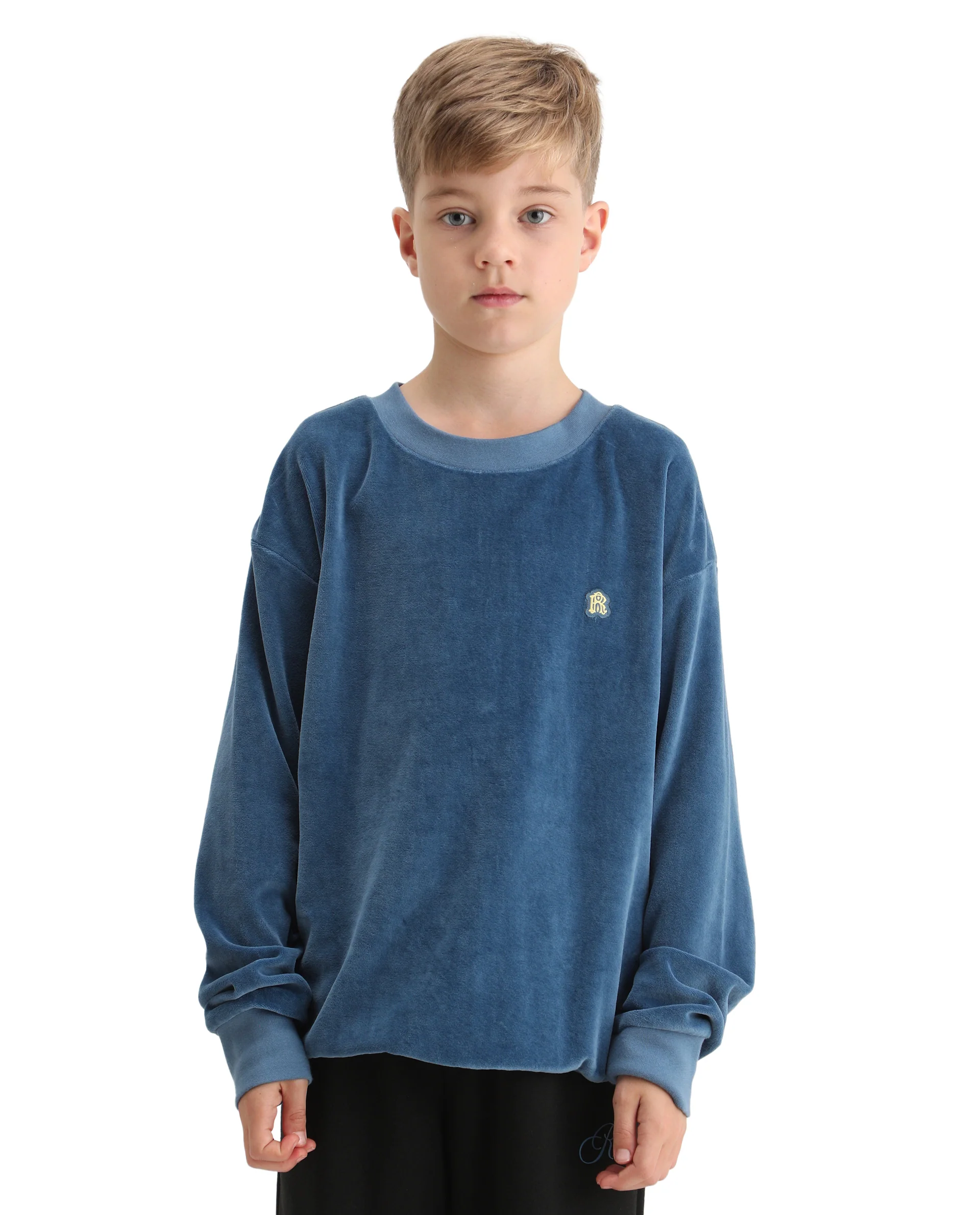 Rare Ones Kids Ellis Dusky Blue Cotton Pull On Crew Neck Full Sleeves Boxy Fit Sweatshirt - Image 6
