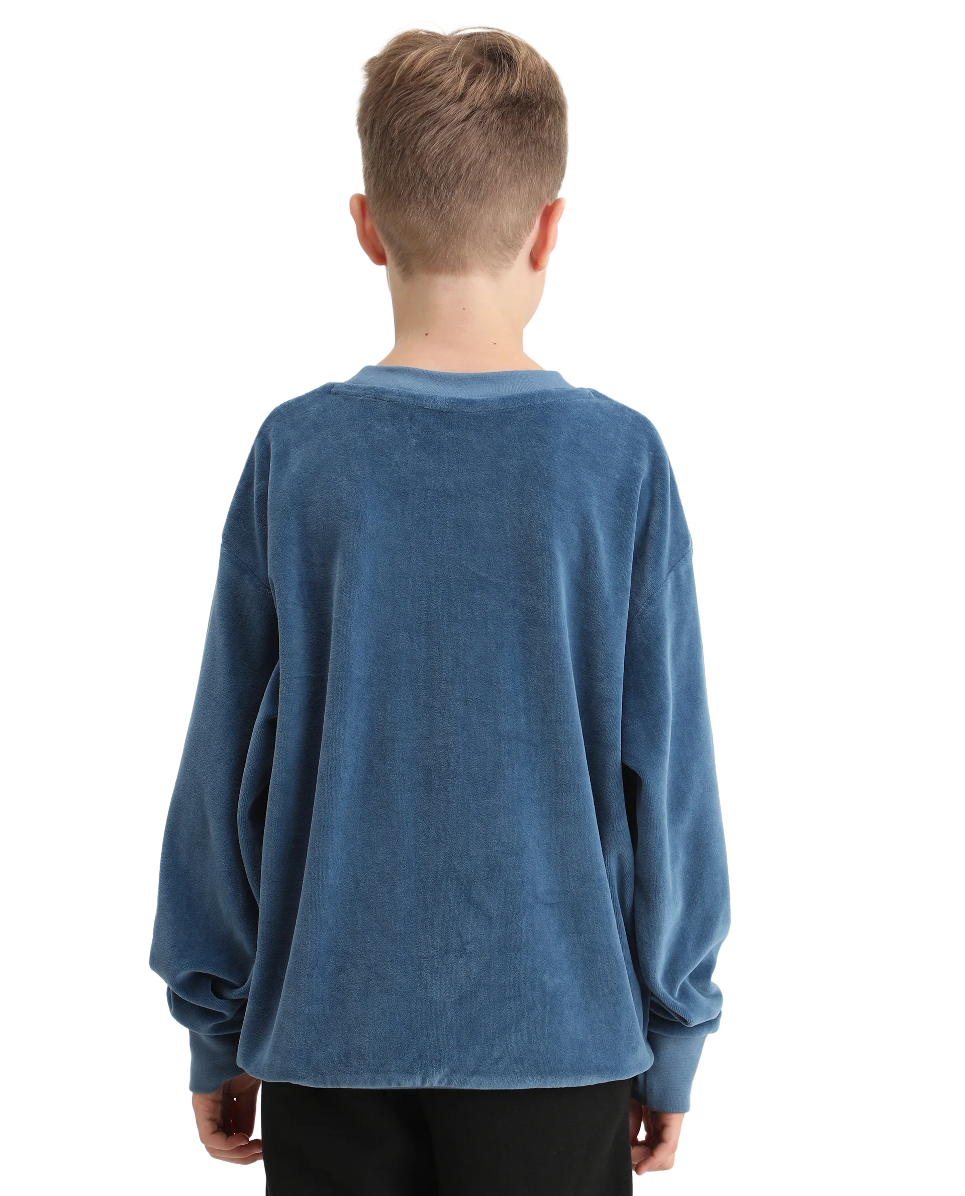 Rare Ones Kids Ellis Dusky Blue Cotton Pull On Crew Neck Full Sleeves Boxy Fit Sweatshirt - Image 8