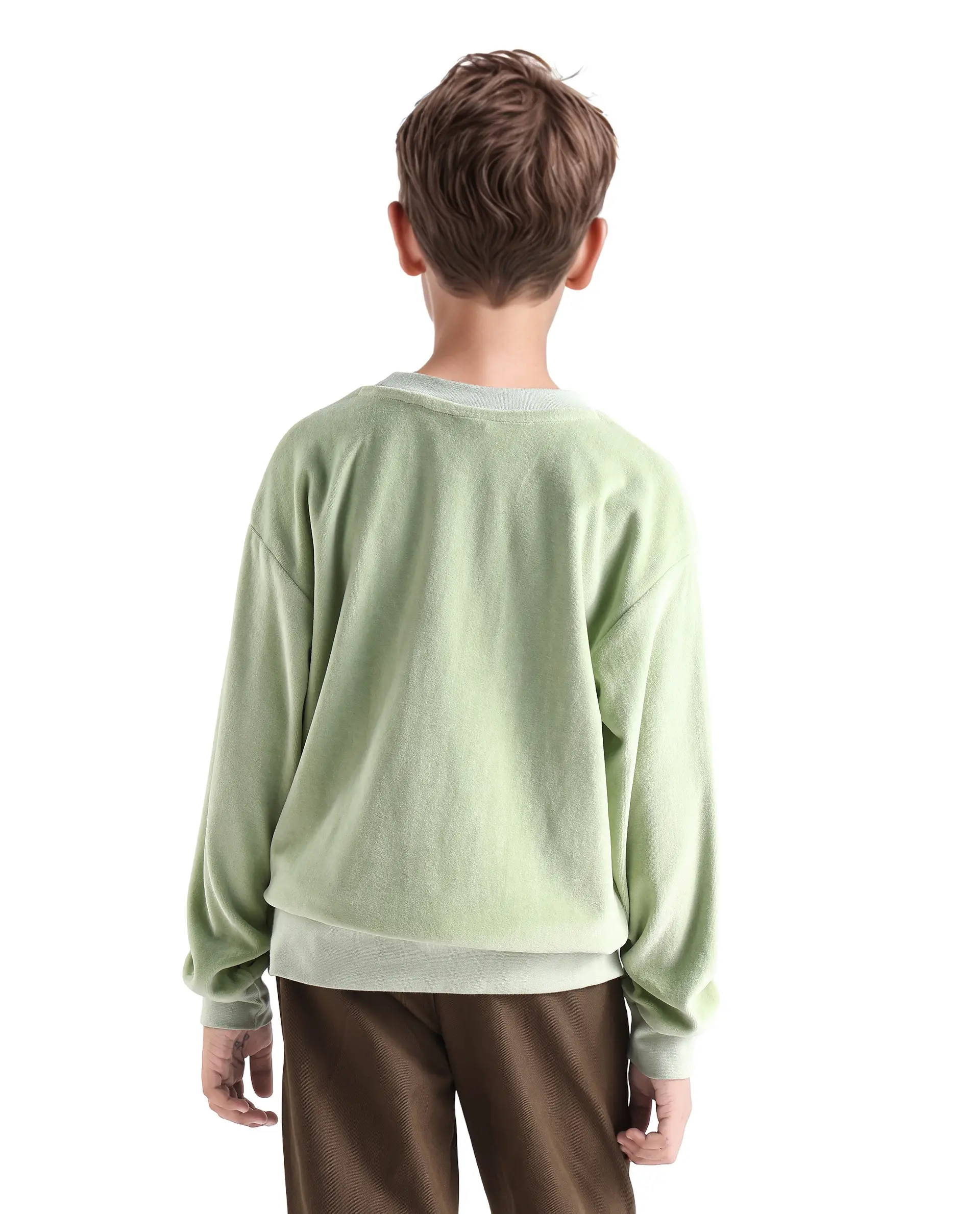 Rare Ones Kids Ellis Light Green Cotton Pull On Crew Neck Full Sleeves Fit Sweatshirt - Image 6