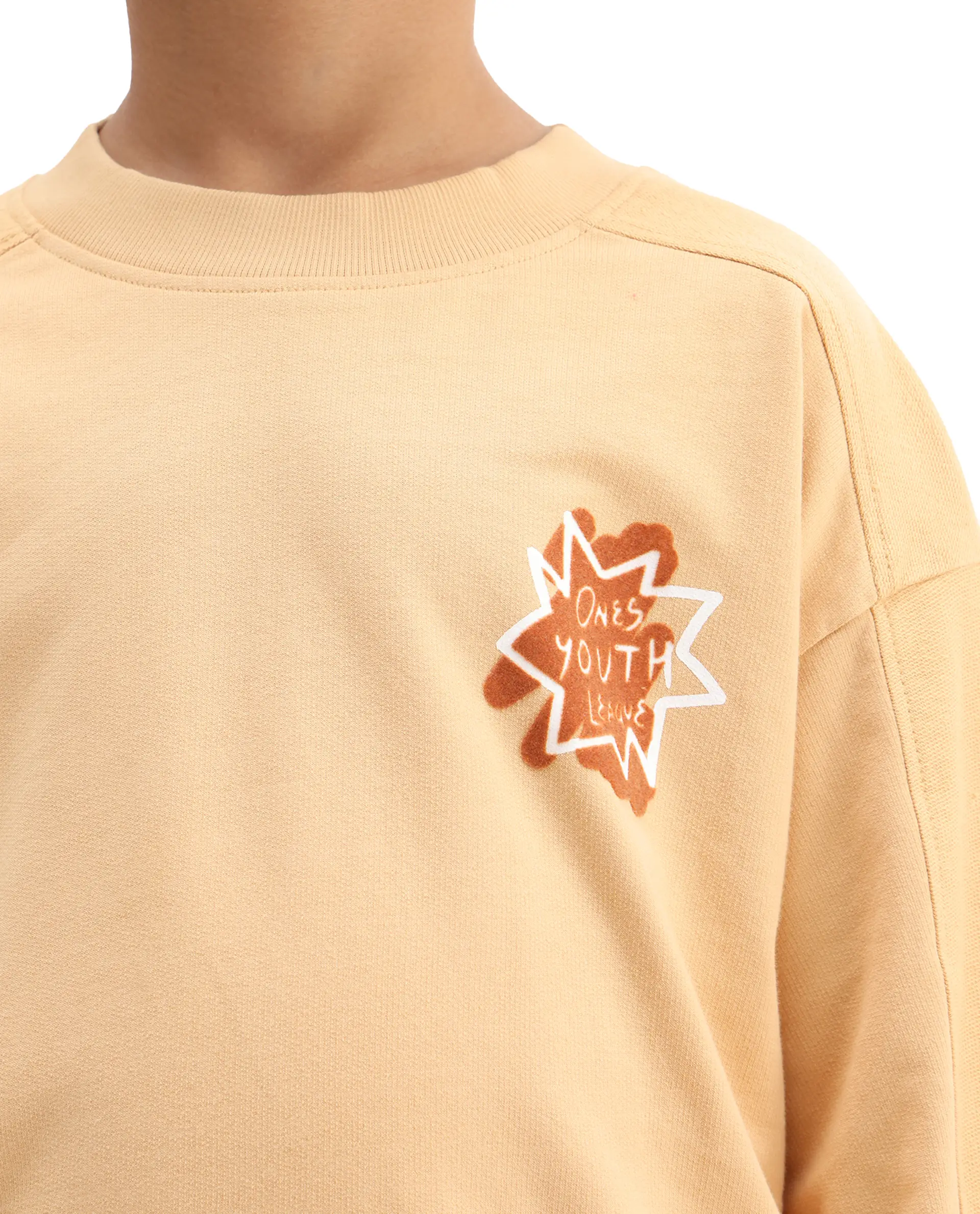 Rare Ones Kids Ezra Yellow Cotton Slip-On Full Sleeves Crew Neck Pigment Print Oversized Sweatshirt - Image 4