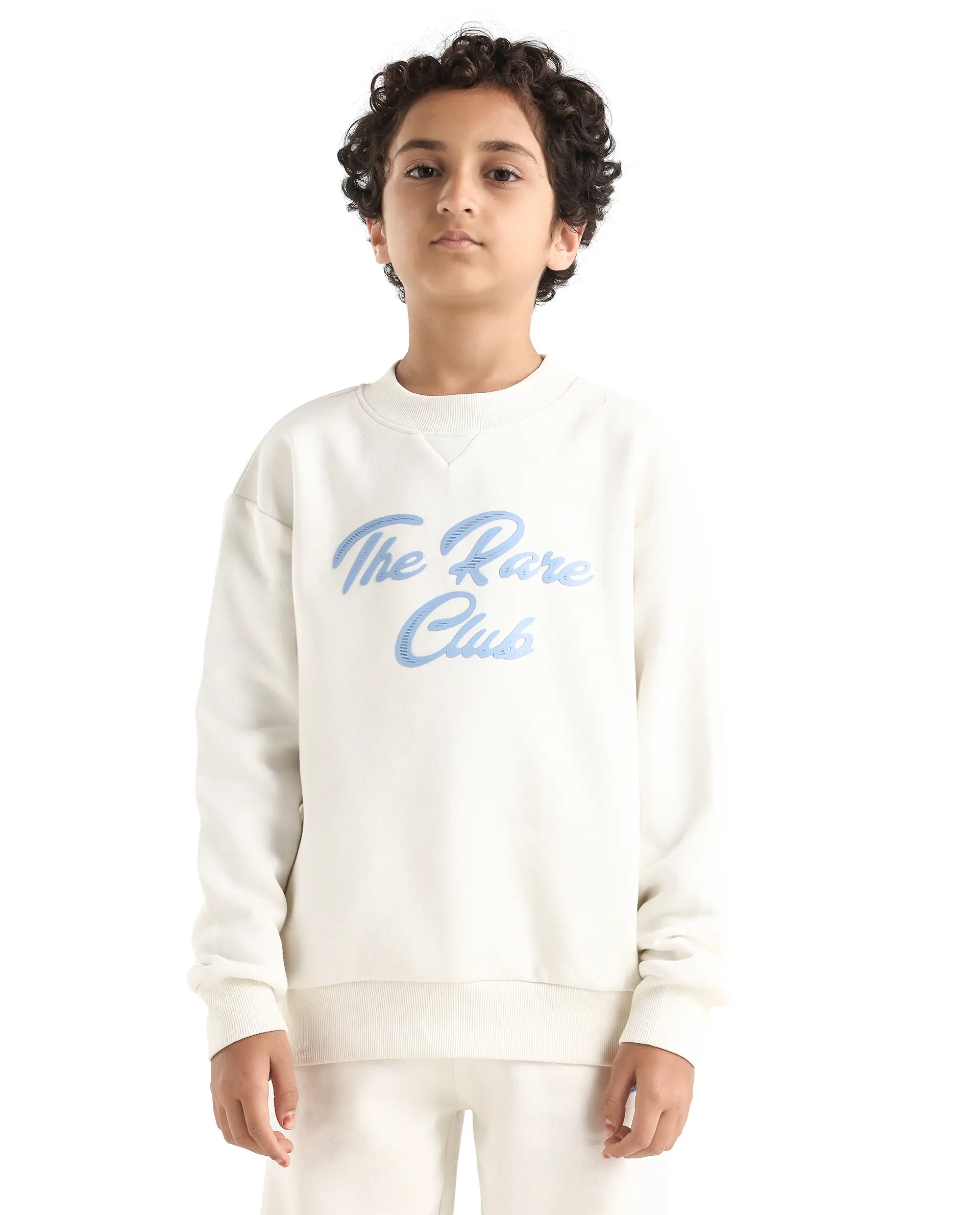 Rare Ones Kids Fabio Off White Cotton Blend Pull-On Closure Graphic Print Full Sleeves Boxy Sweatshirt - Image 3