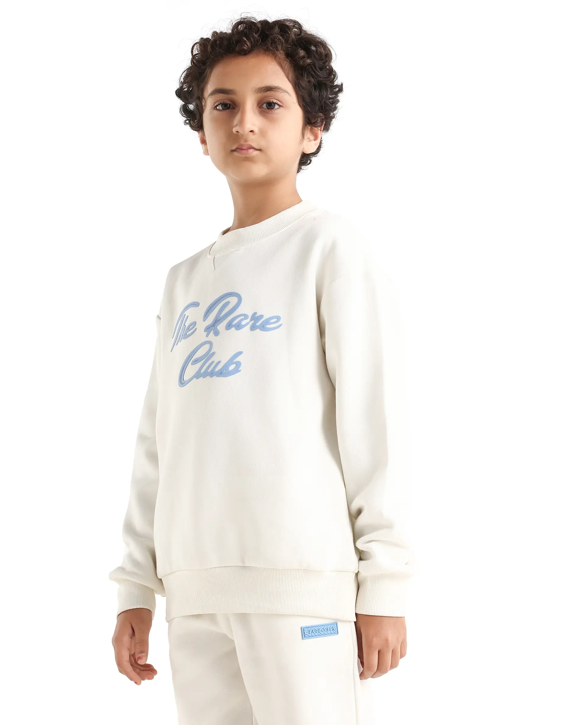 Rare Ones Kids Fabio Off White Cotton Blend Pull-On Closure Graphic Print Full Sleeves Boxy Sweatshirt - Image 5