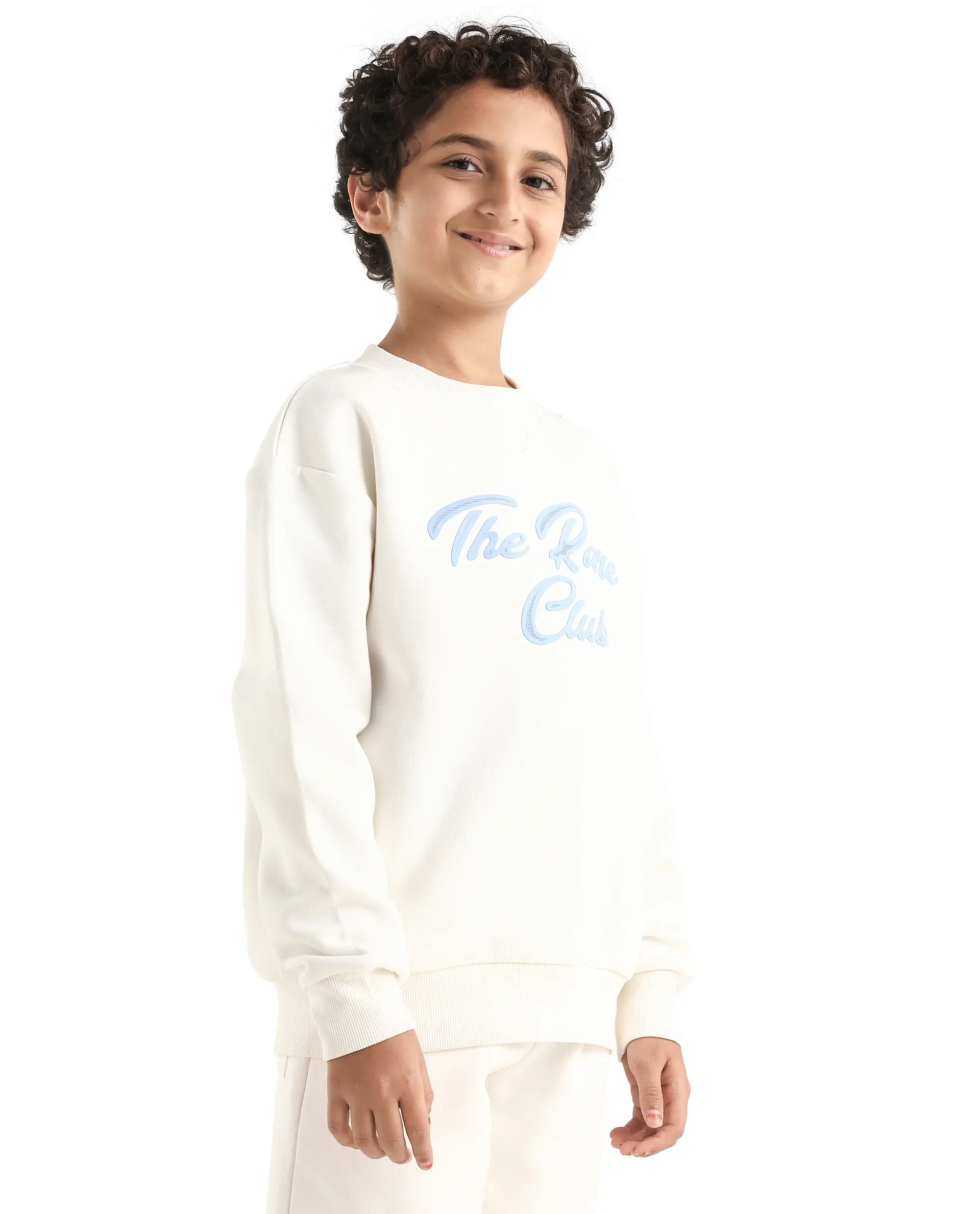 Rare Ones Kids Fabio Off White Cotton Blend Pull-On Closure Graphic Print Full Sleeves Boxy Sweatshirt - Image 6