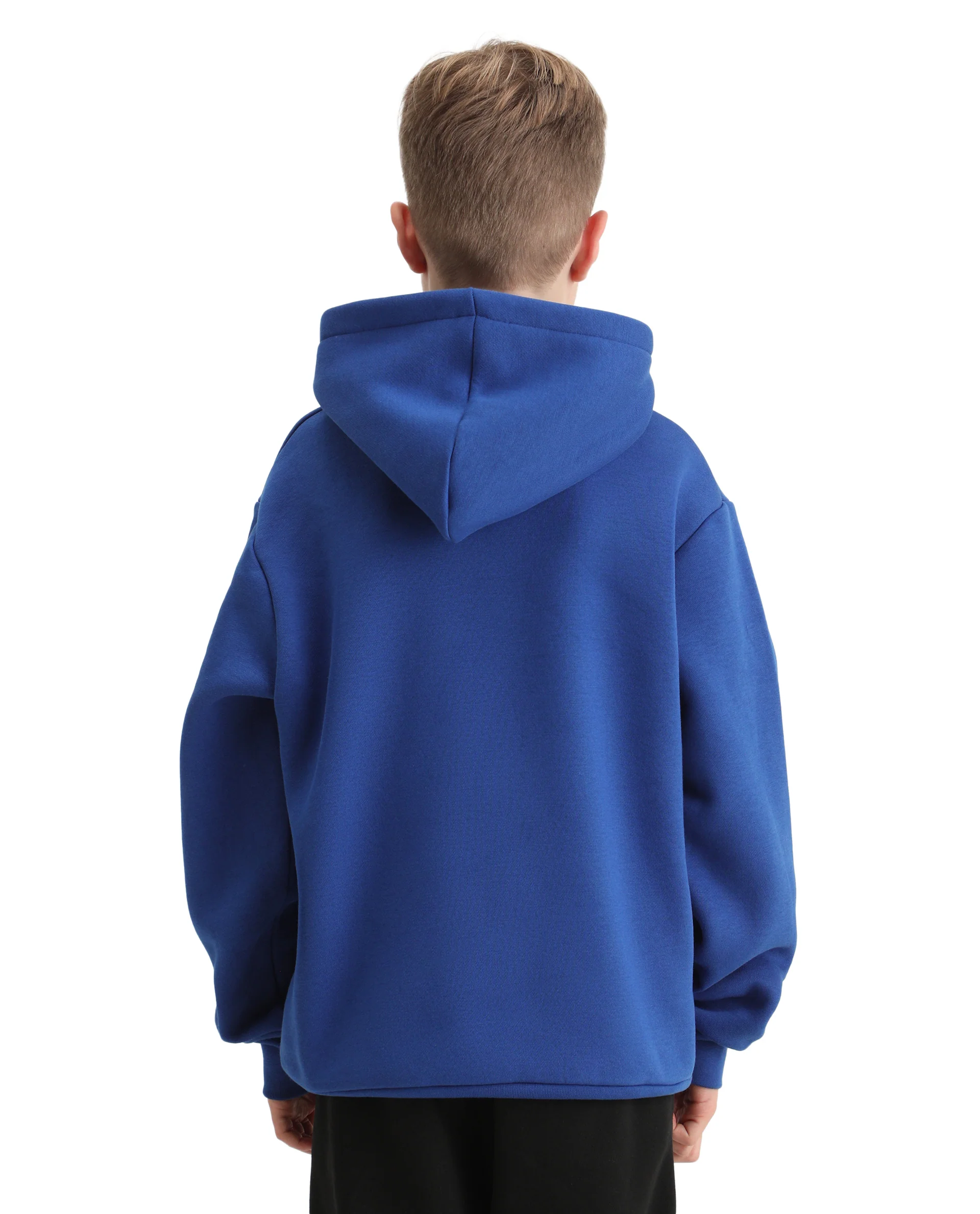 Rare Ones Kids Gino Dark Blue Cotton Blend Hooded Typography Oversized Sweatshirt - Image 3
