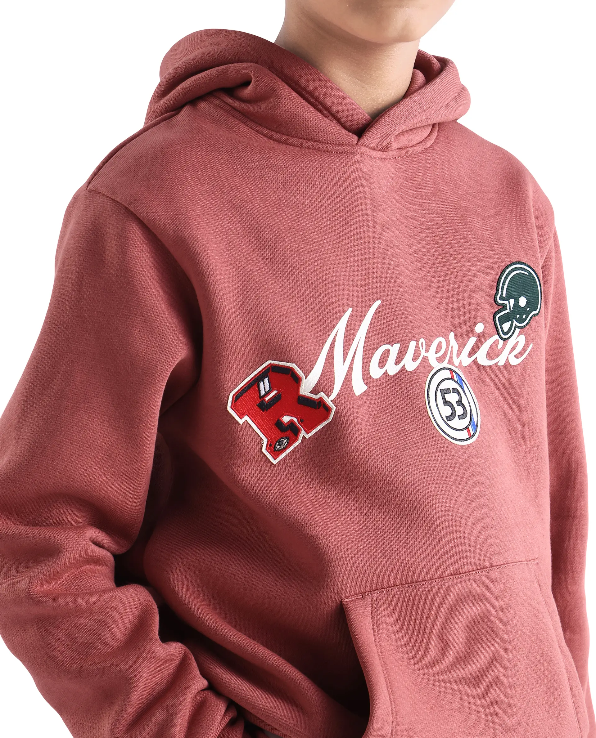 Rare Ones Kids Gino Rust Cotton Blend Hooded Typography Oversized Sweatshirt - Image 4