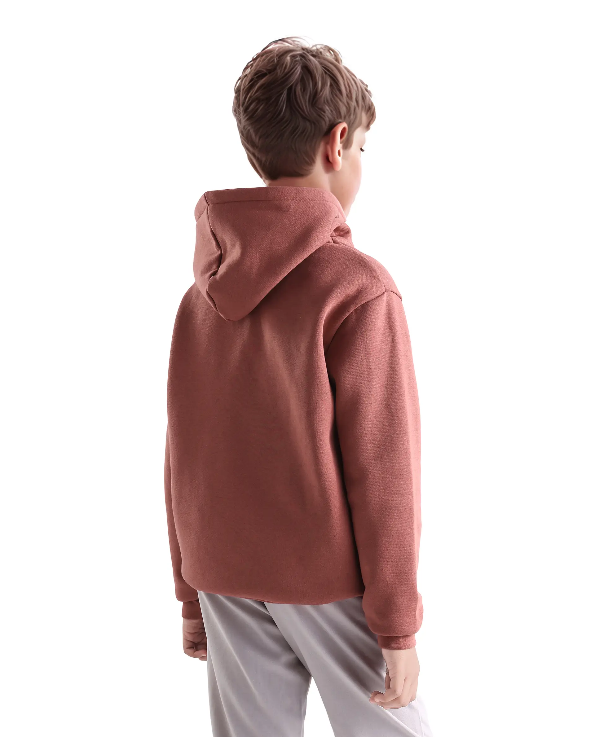 Rare Ones Kids Gino Rust Cotton Blend Hooded Typography Oversized Sweatshirt - Image 7