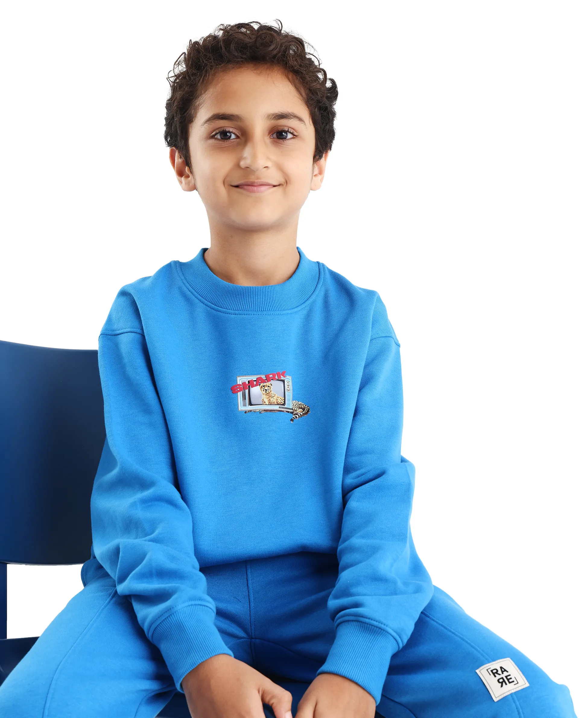 Rare Ones Kids Henry Dark Blue Cotton Blend Graphic Print Oversized Sweatshirt - Image 3