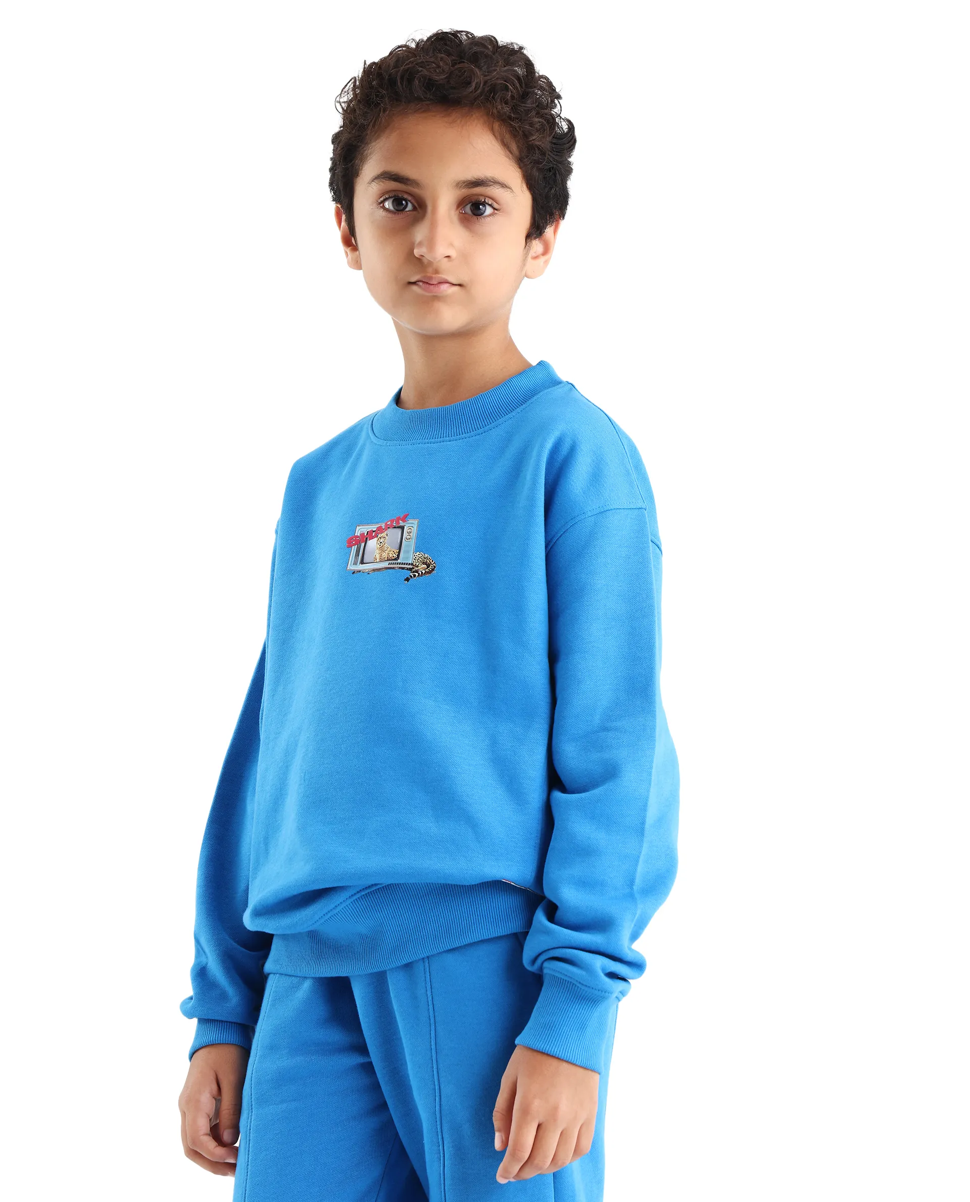 Rare Ones Kids Henry Dark Blue Cotton Blend Graphic Print Oversized Sweatshirt - Image 6