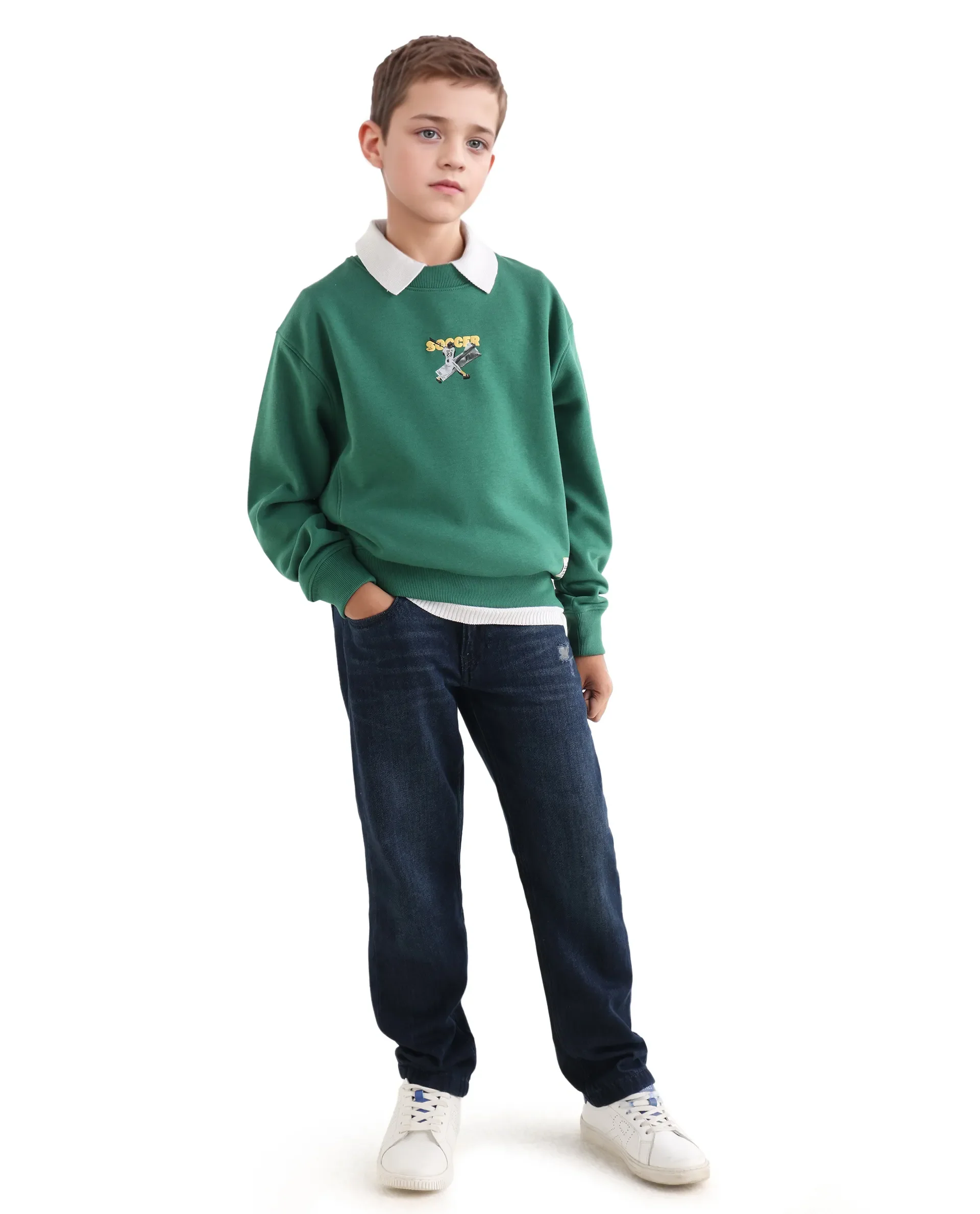 Rare Ones Kids Henry Pastel Green Cotton Blend Graphic Print Oversized Sweatshirt - Image 2