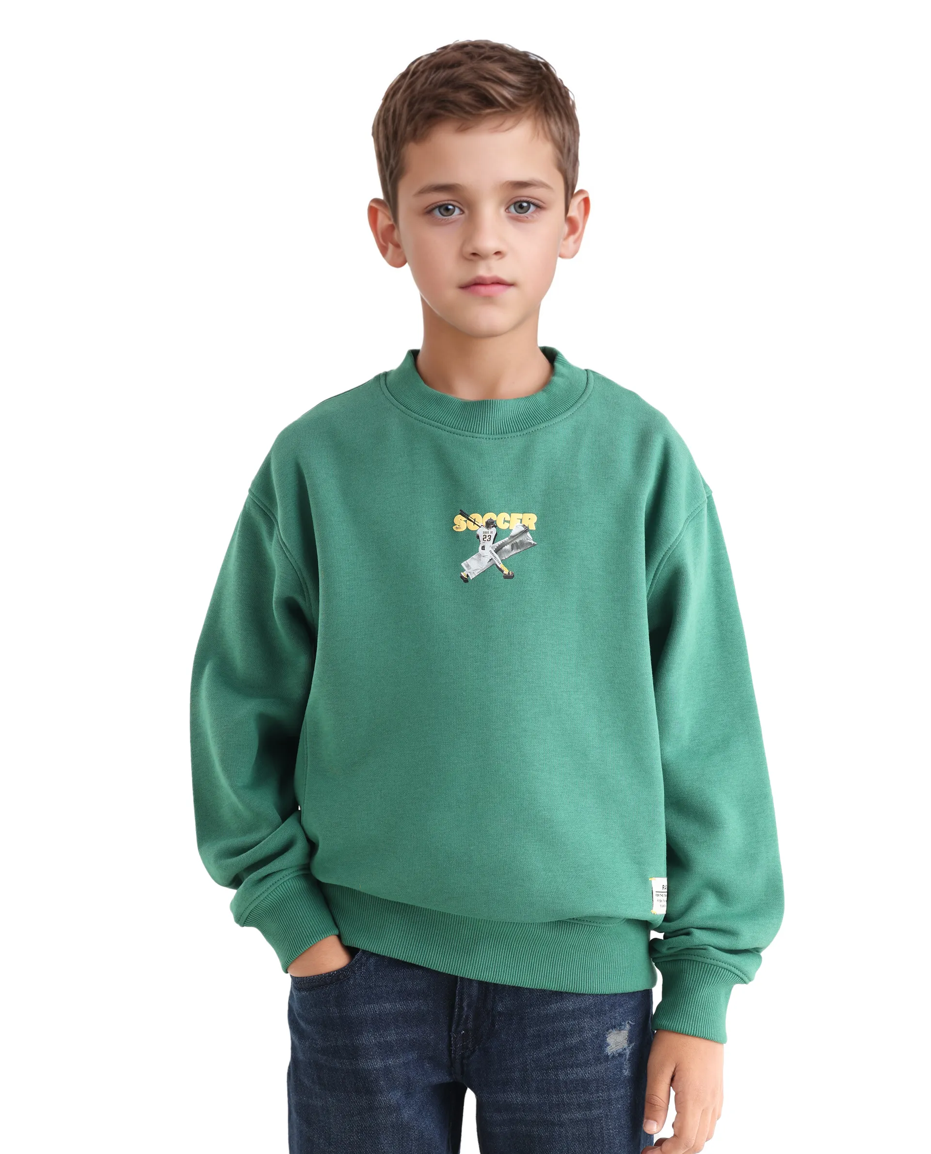 Rare Ones Kids Henry Pastel Green Cotton Blend Graphic Print Oversized Sweatshirt - Image 5