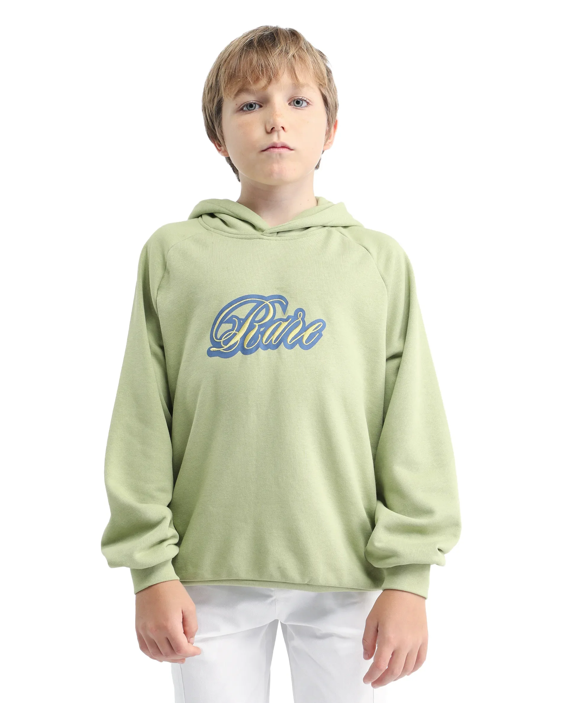 Rare Ones Kids Huck Light Green Cotton Pull On Hooded Neck Full Sleeves Fit Sweatshirt - Image 3