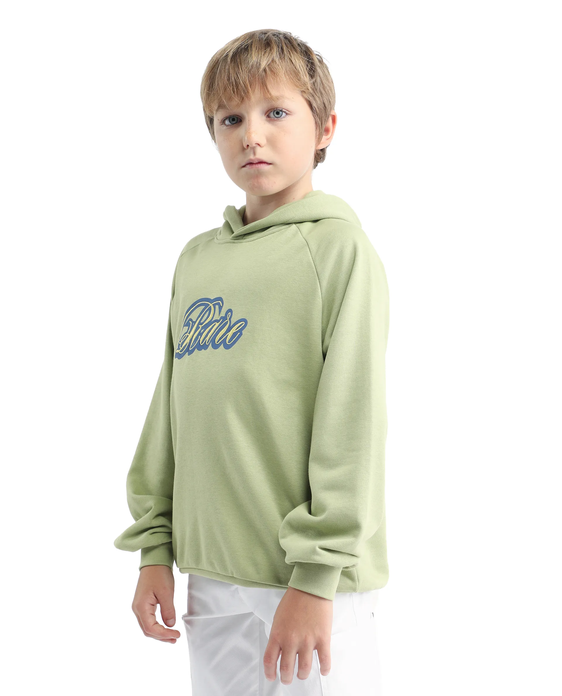 Rare Ones Kids Huck Light Green Cotton Pull On Hooded Neck Full Sleeves Fit Sweatshirt - Image 5