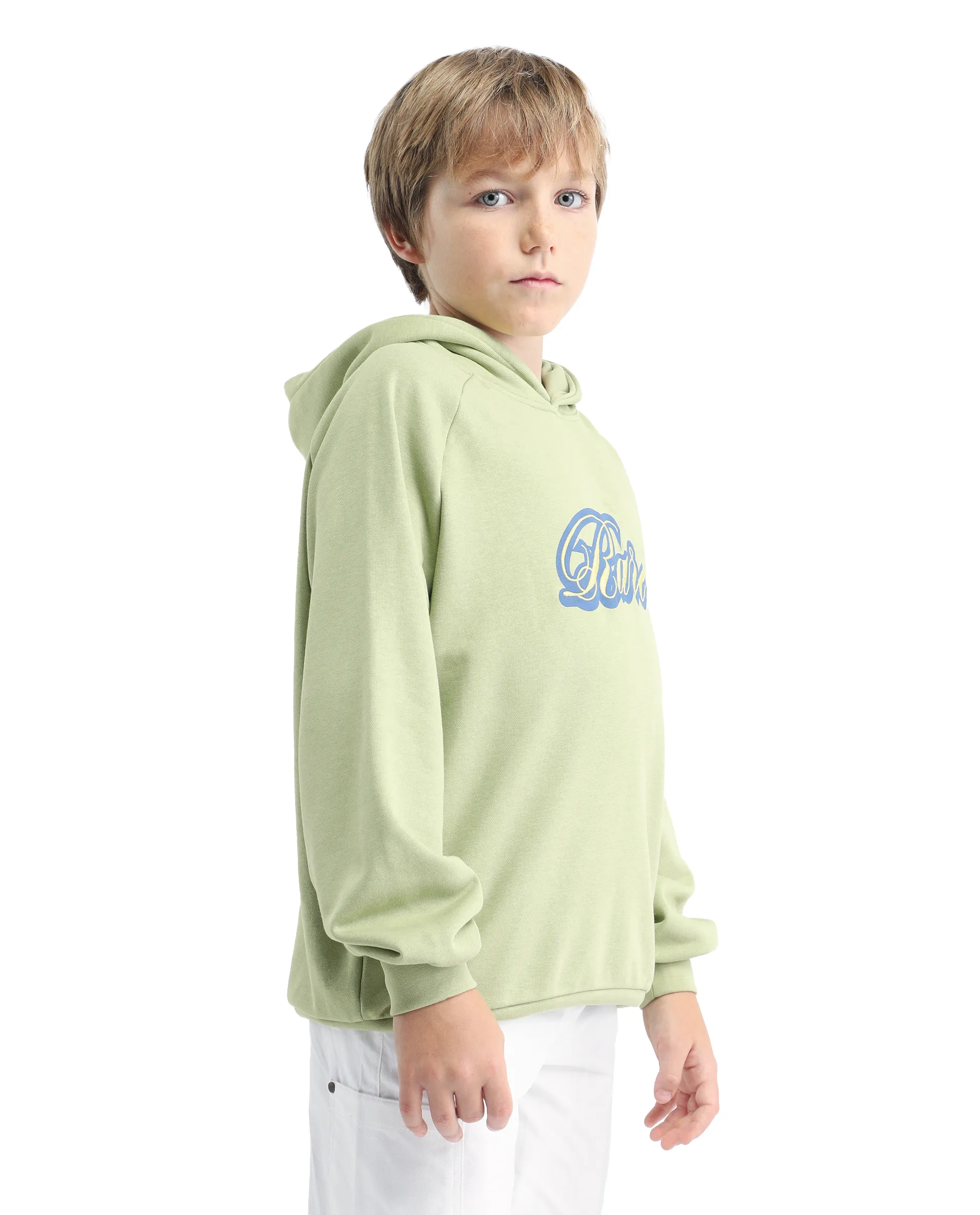 Rare Ones Kids Huck Light Green Cotton Pull On Hooded Neck Full Sleeves Fit Sweatshirt - Image 6
