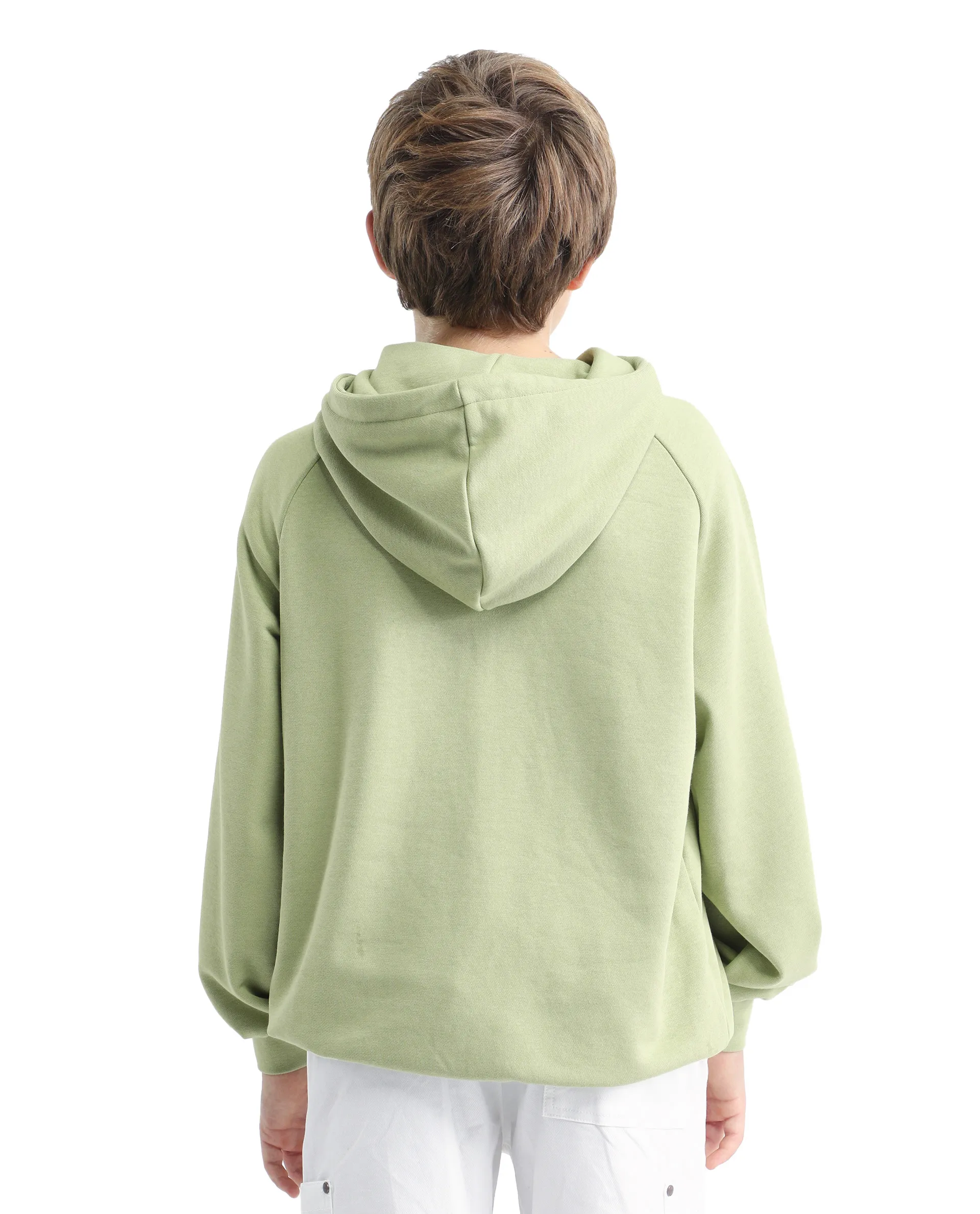 Rare Ones Kids Huck Light Green Cotton Pull On Hooded Neck Full Sleeves Fit Sweatshirt - Image 7