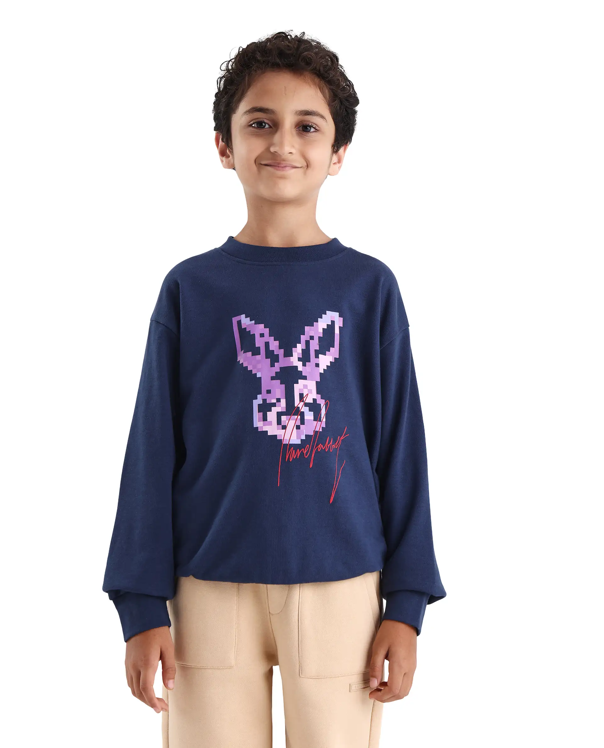 Rare Ones Kids Iver Navy Cotton Blend Pull On Crew Neck Full Sleeves Fit Sweatshirt - Image 4
