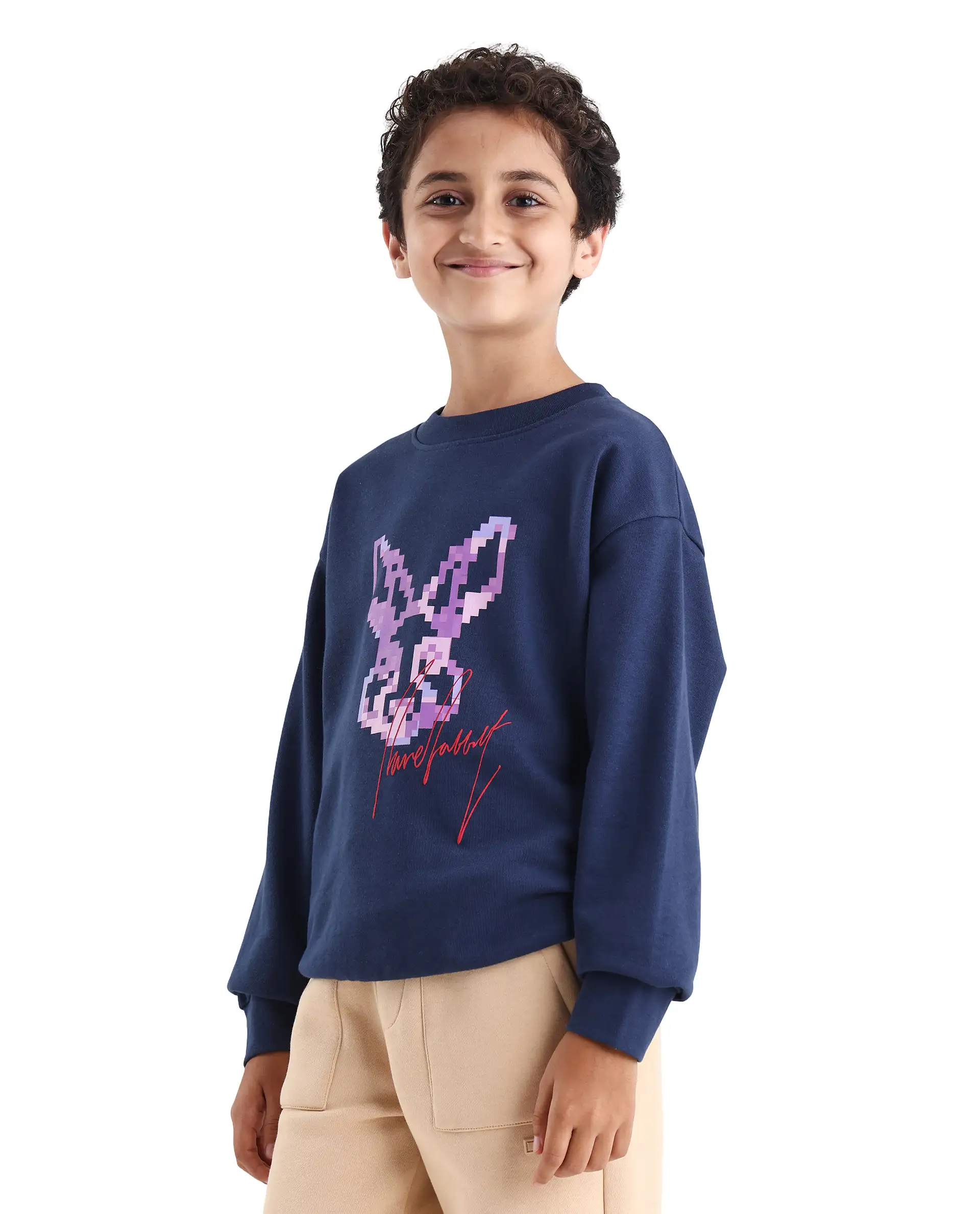 Rare Ones Kids Iver Navy Cotton Blend Pull On Crew Neck Full Sleeves Fit Sweatshirt - Image 5