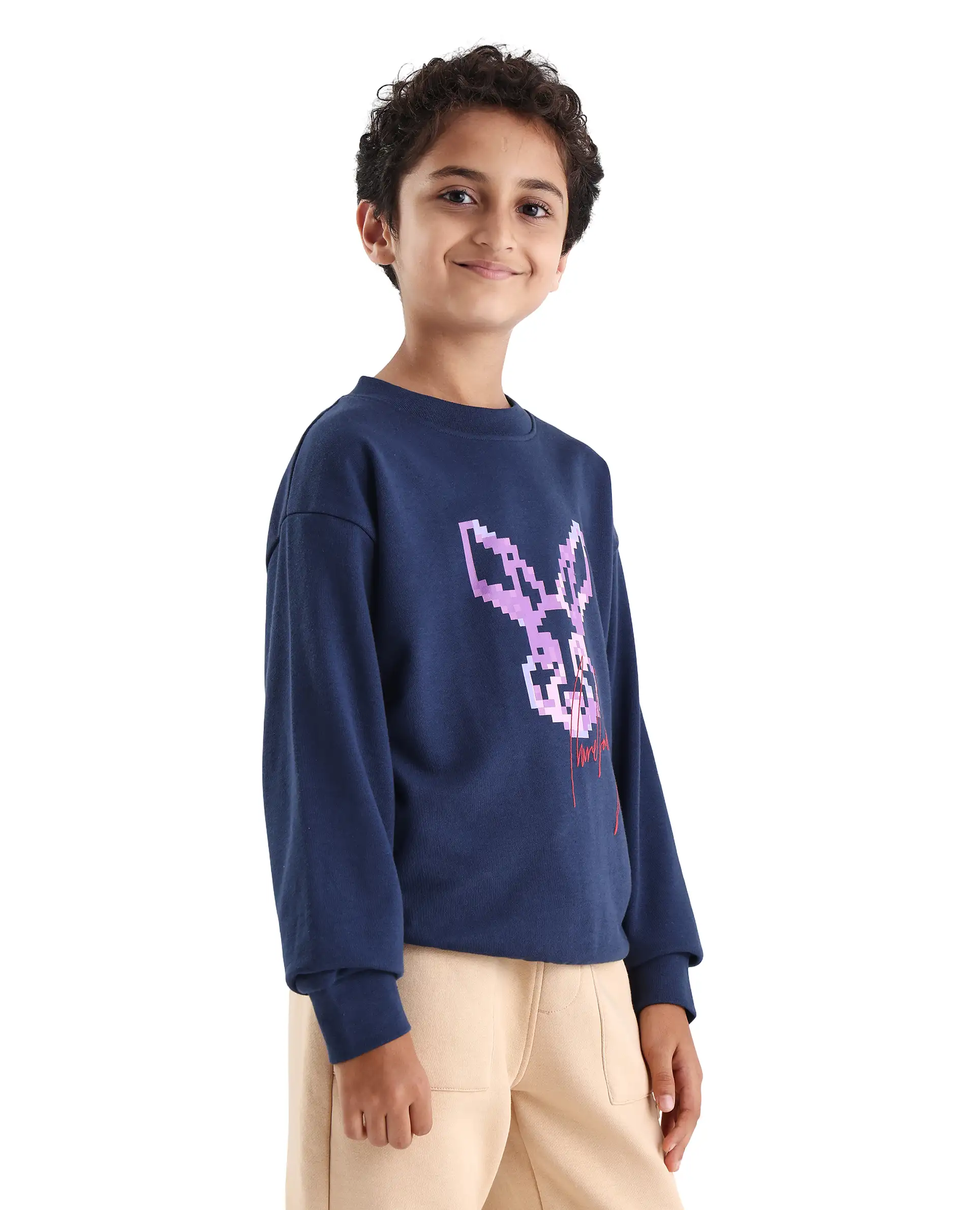 Rare Ones Kids Iver Navy Cotton Blend Pull On Crew Neck Full Sleeves Fit Sweatshirt - Image 6
