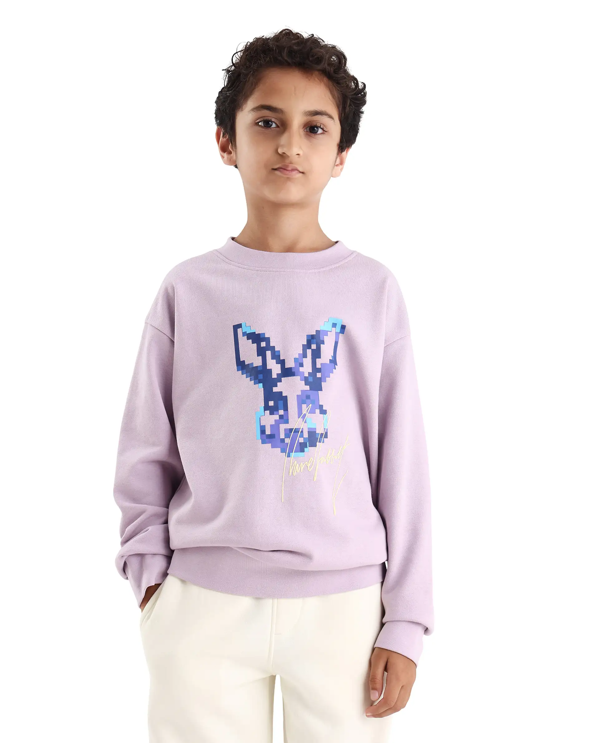 Rare Ones Kids Iver Pastel Purple Cotton Blend Pull On Crew Neck Full Sleeves Fit Sweatshirt - Image 4
