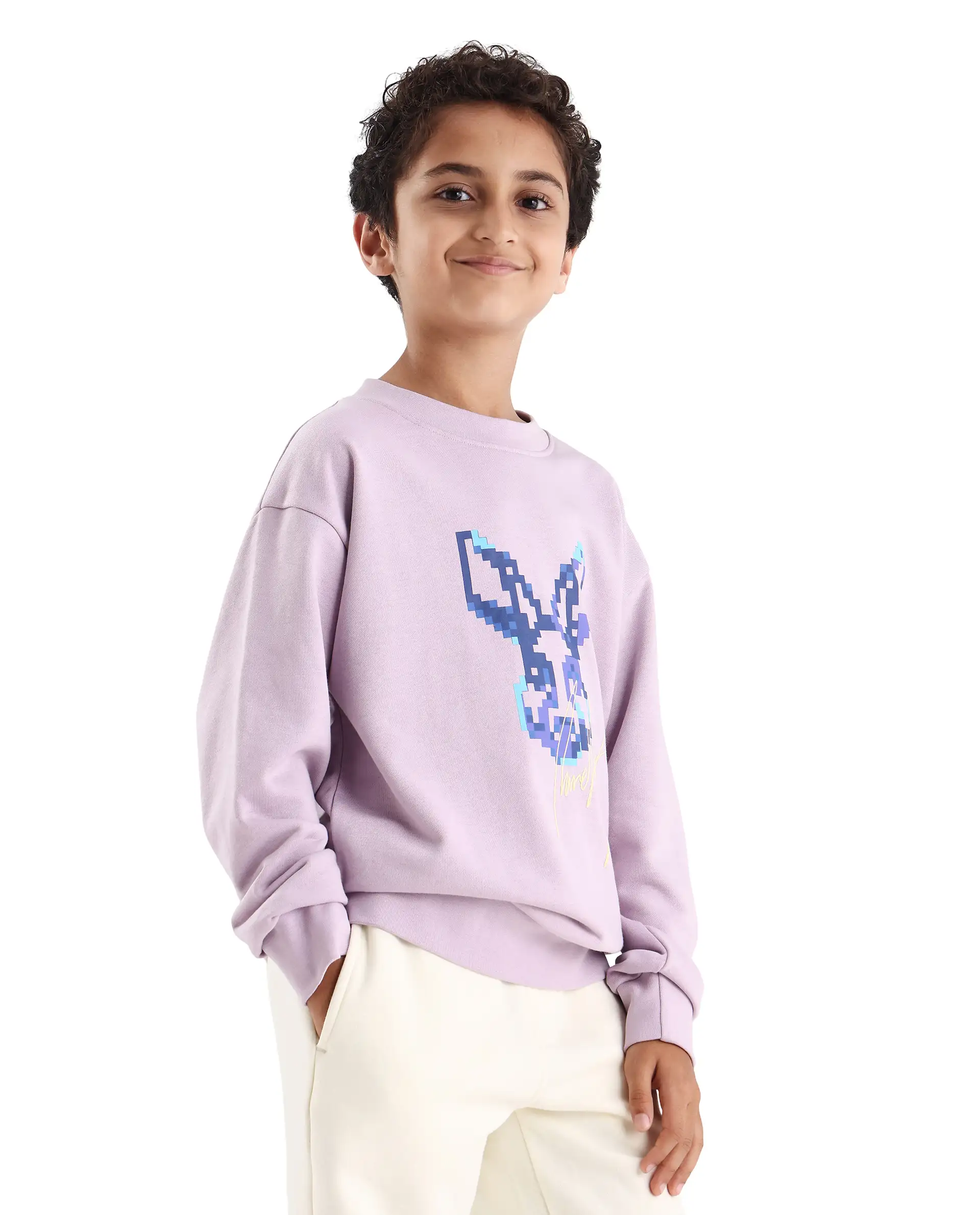 Rare Ones Kids Iver Pastel Purple Cotton Blend Pull On Crew Neck Full Sleeves Fit Sweatshirt - Image 5