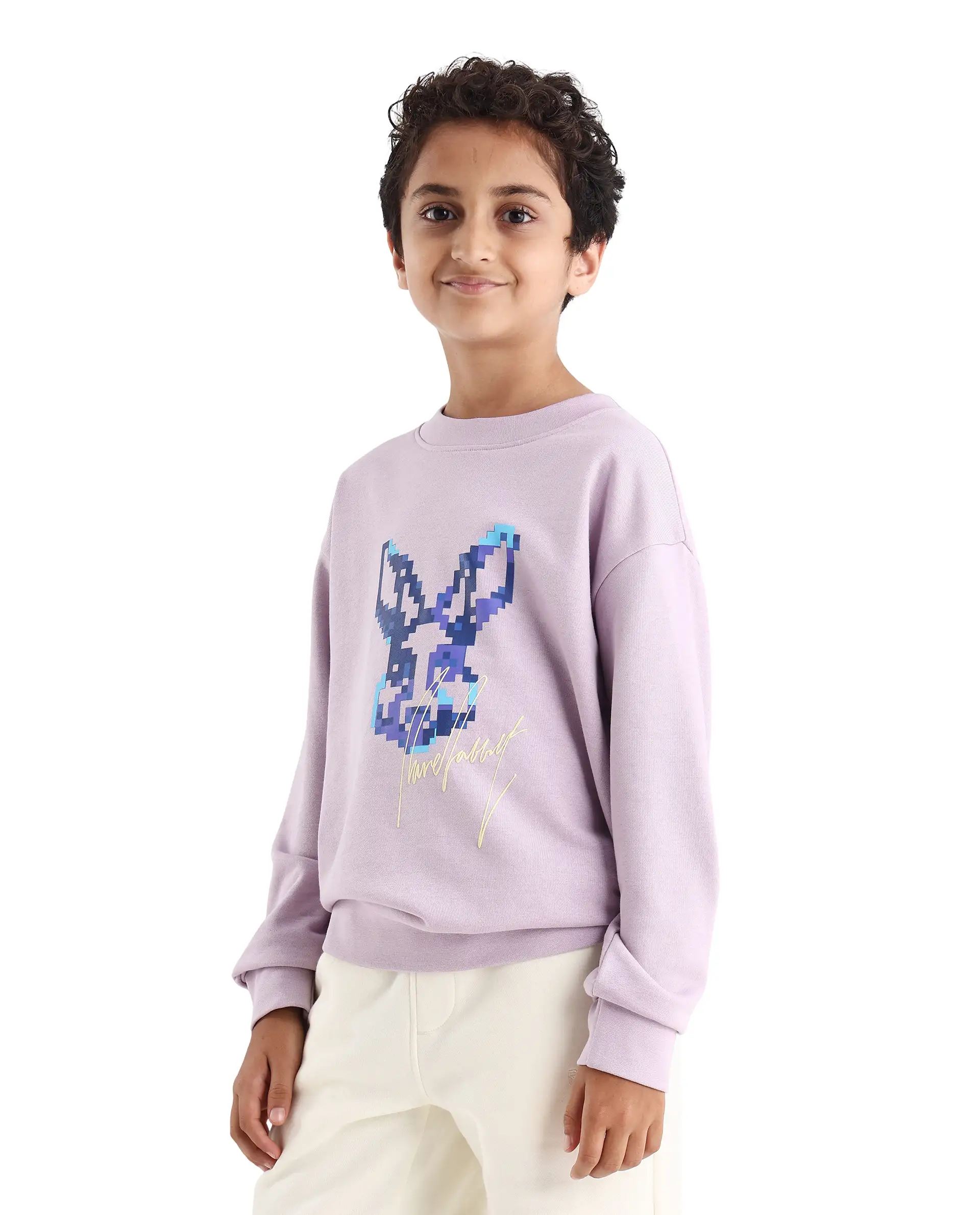 Rare Ones Kids Iver Pastel Purple Cotton Blend Pull On Crew Neck Full Sleeves Fit Sweatshirt - Image 6