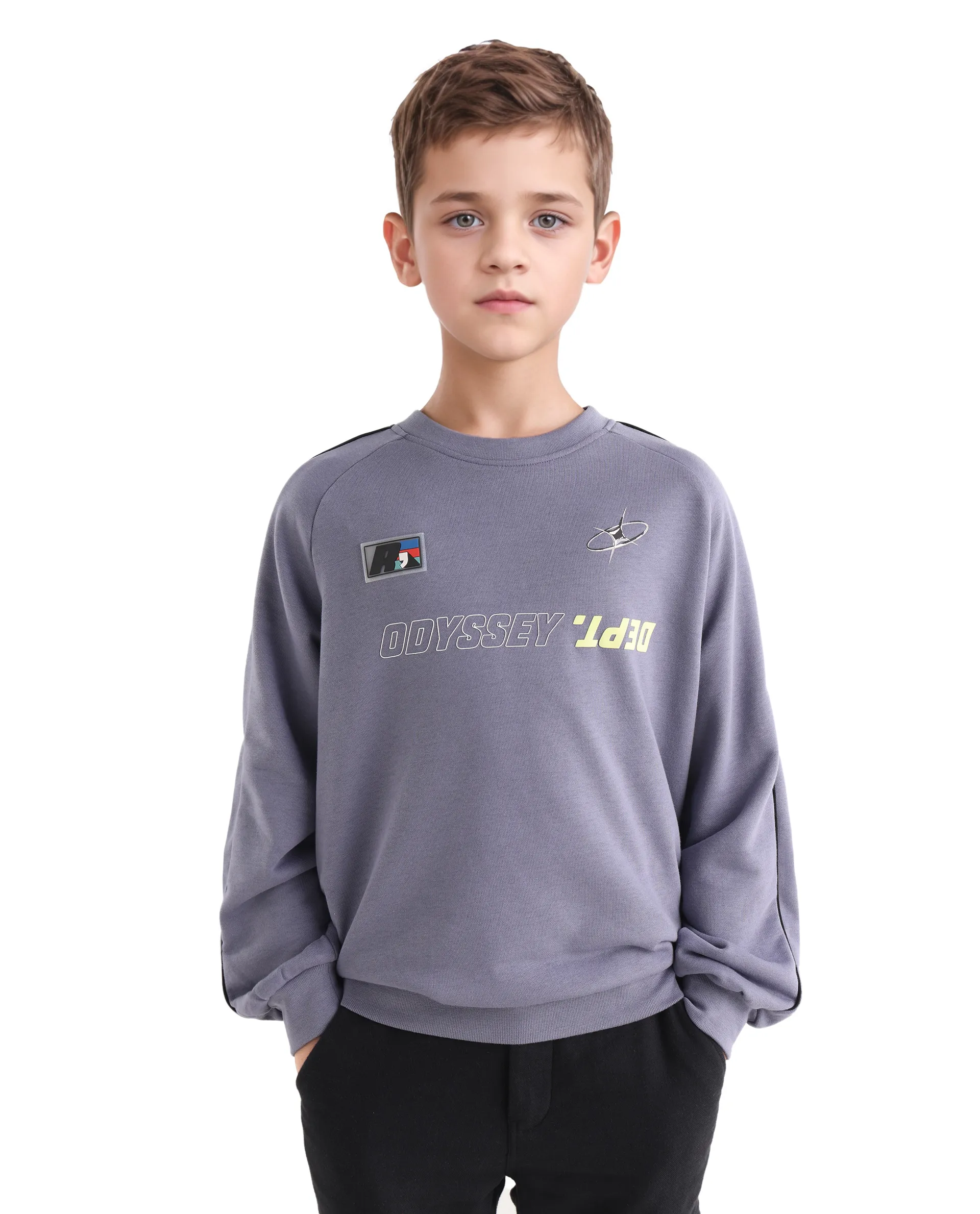 Rare Ones Kids Jag Dusky Purple Cotton Blend Hd Print Oversized Sweatshirt - Image 3